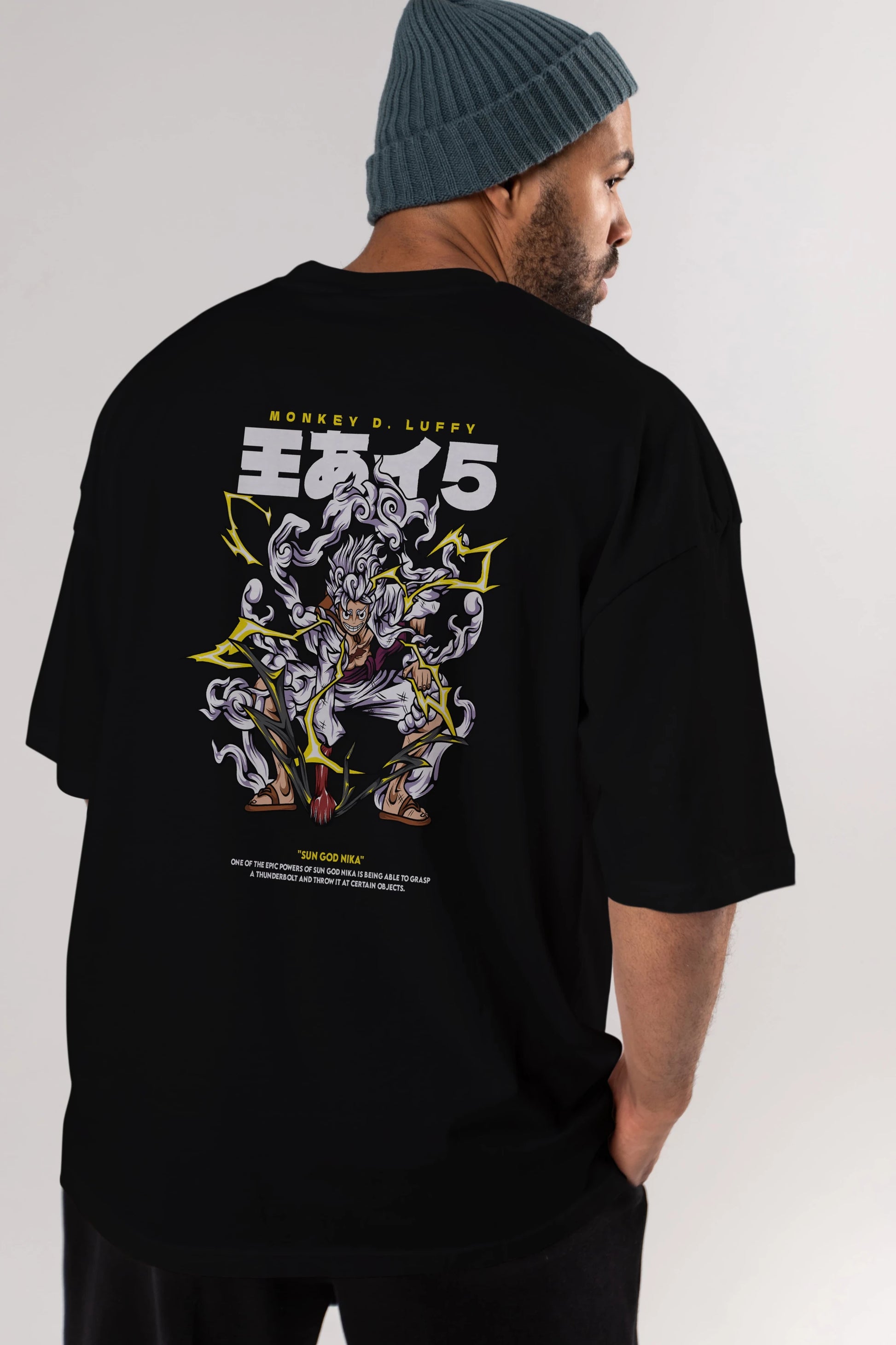 Monkey D. Luffy Anime Arka Baskılı Oversize t-shirt Erkek Kadın Unisex