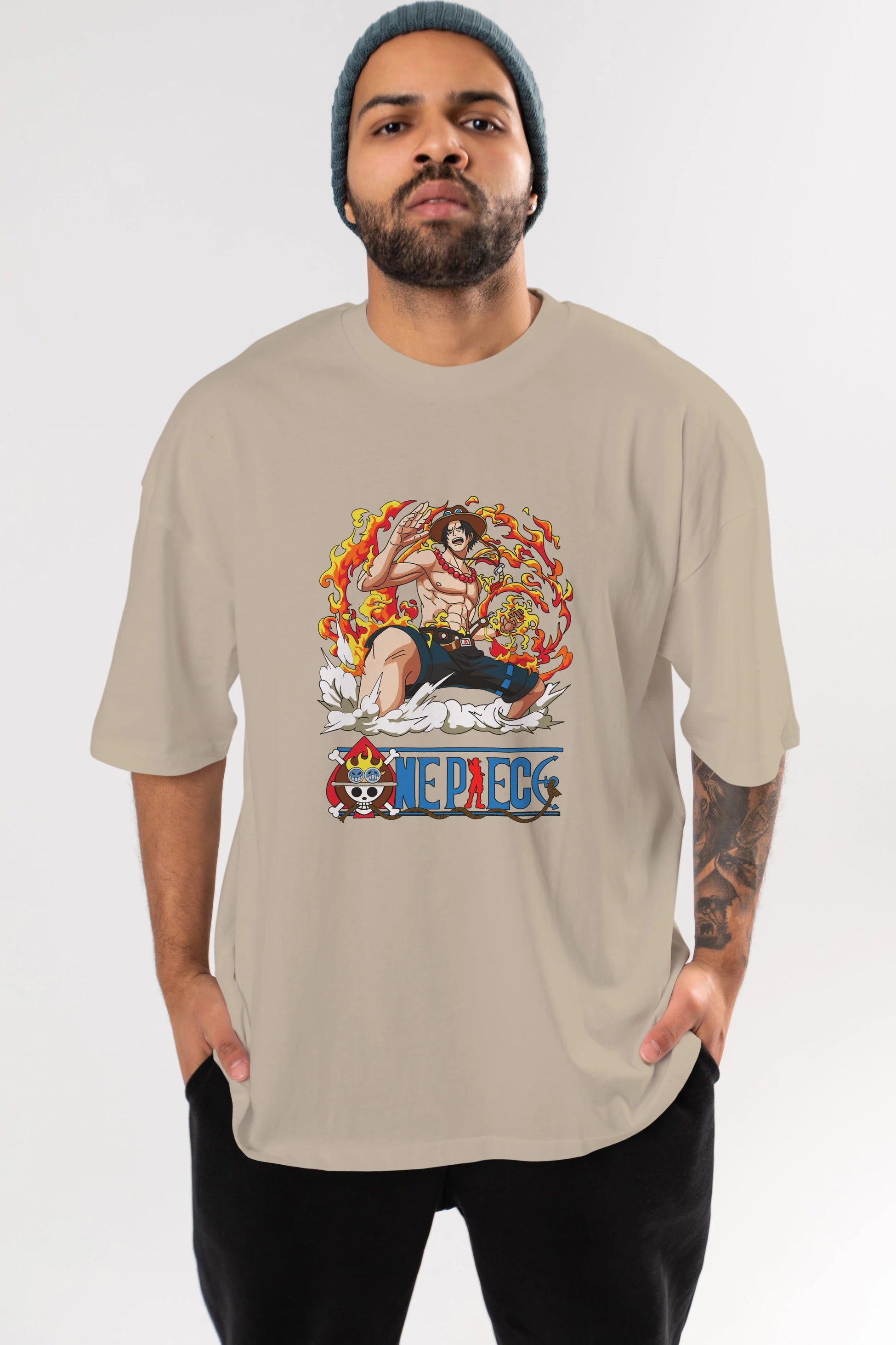 One Piece Anime Ön Baskılı Oversize t-shirt Erkek Kadın Unisex