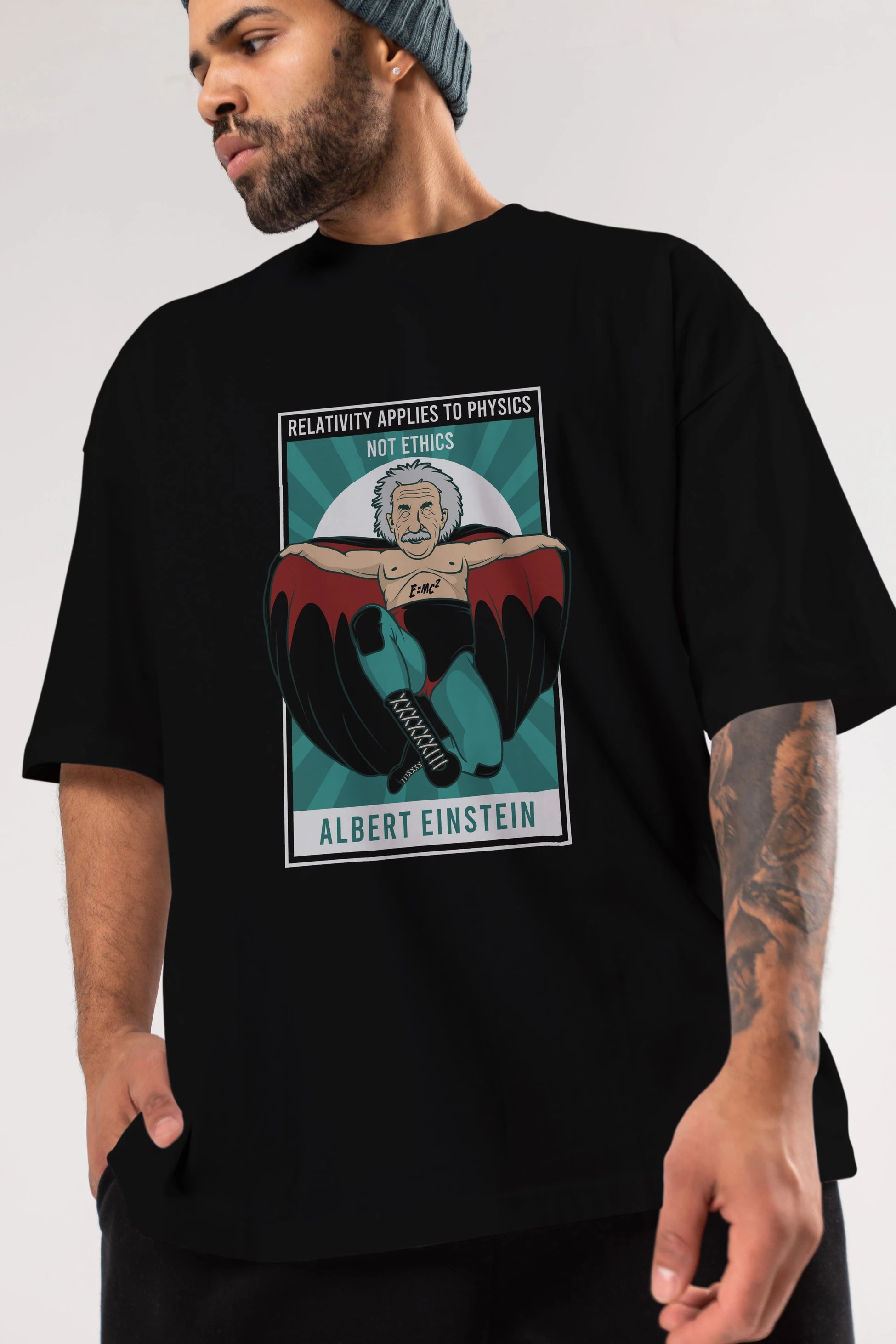 Nacho Libre Einstein Ön Baskılı Oversize t-shirt Erkek Kadın Unisex %100 Pamuk tişort