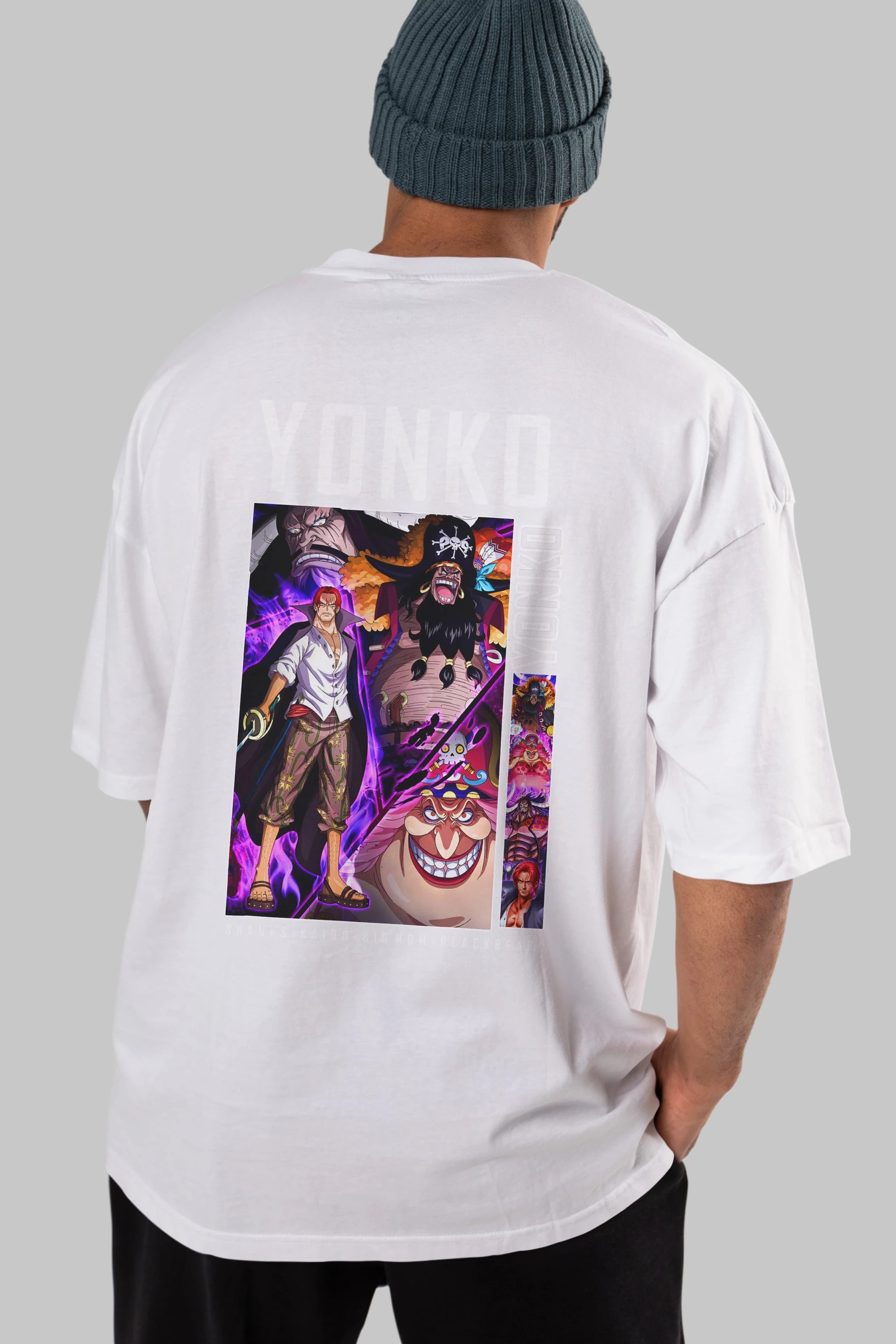 Yonko Anime Arka Baskılı Oversize t-shirt Erkek Kadın Unisex %100 pamuk tişort