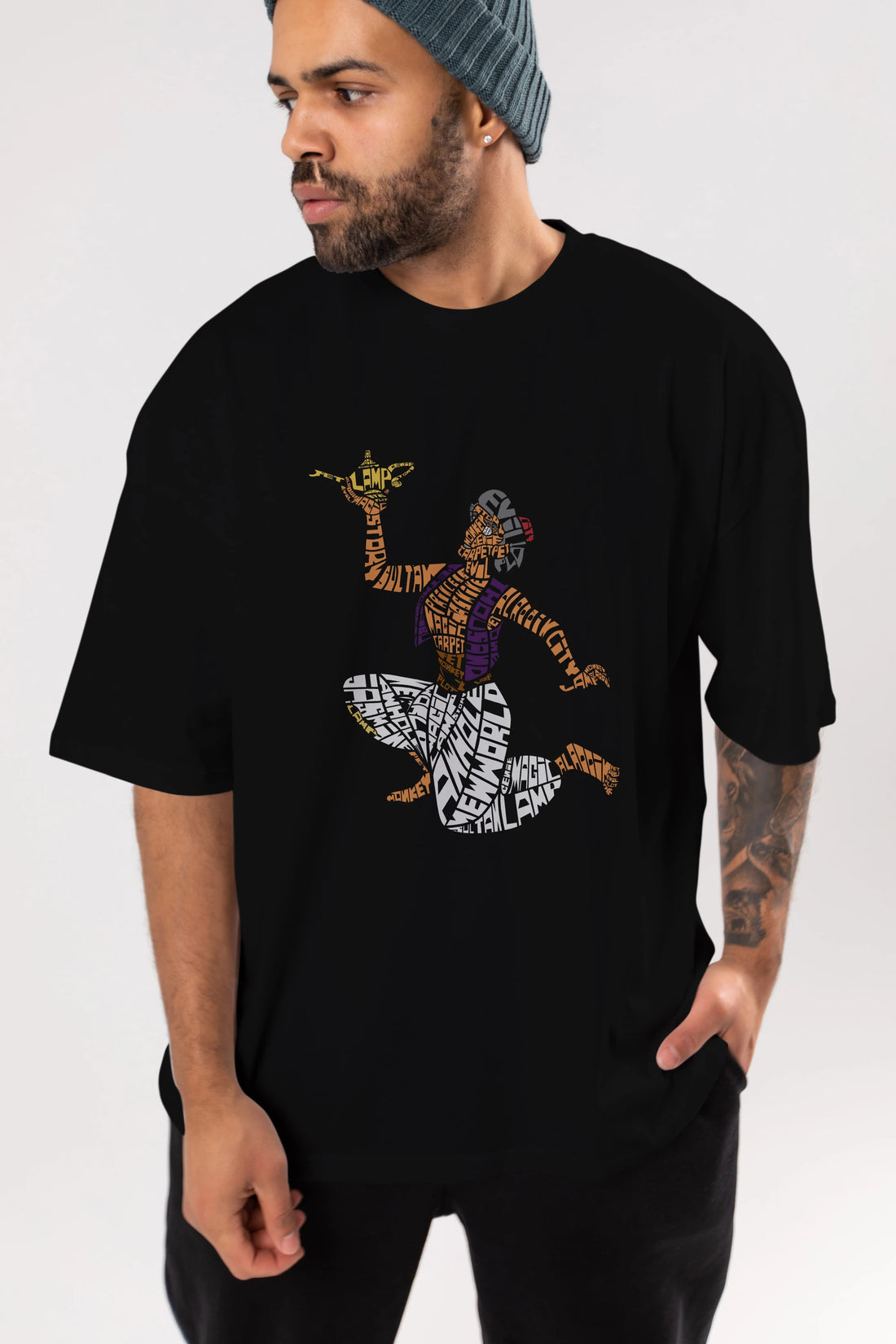 Aladdin Ön Baskılı Oversize t-shirt %100 pamuk Erkek Kadın Unisex
