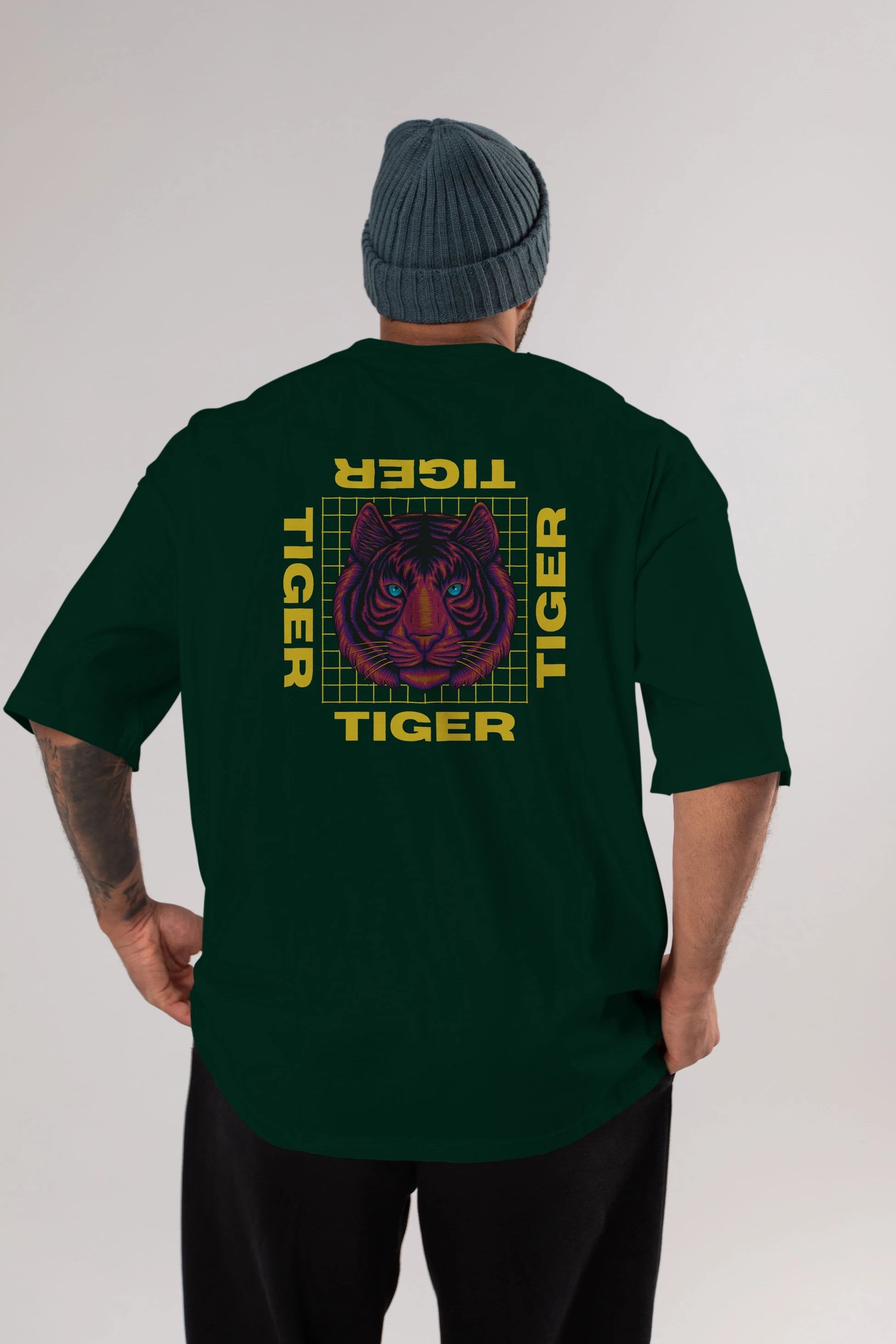 Tiger Yazılı Streetwear Arka Baskılı Oversize t-shirt Erkek Kadın Unisex