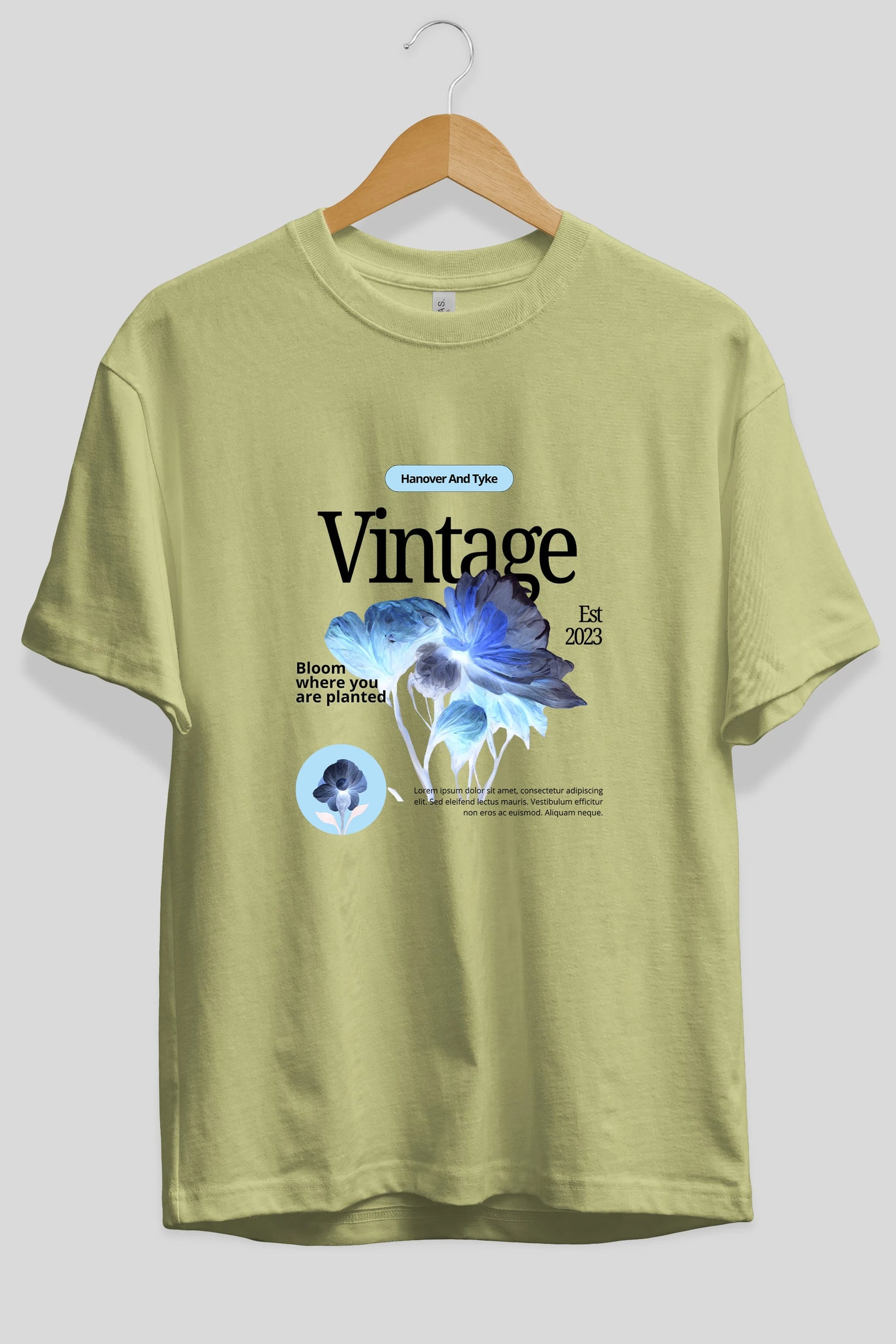 Vintage Çiçek Ön Baskılı Oversize t-shirt Erkek Kadın Unisex
