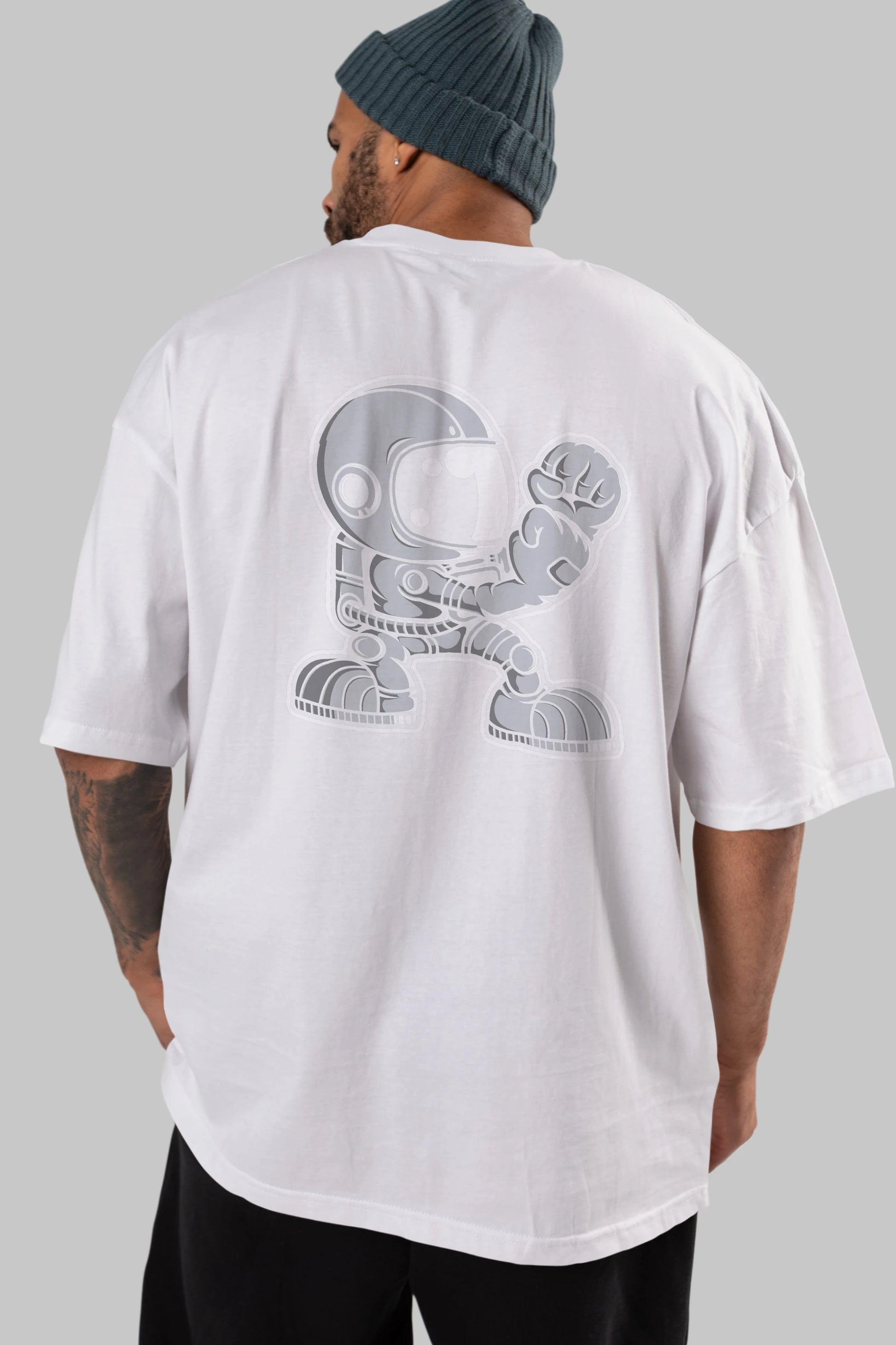 Astronaut Fighting Irish Arka Baskılı Oversize t-shirt Erkek Kadın Unisex