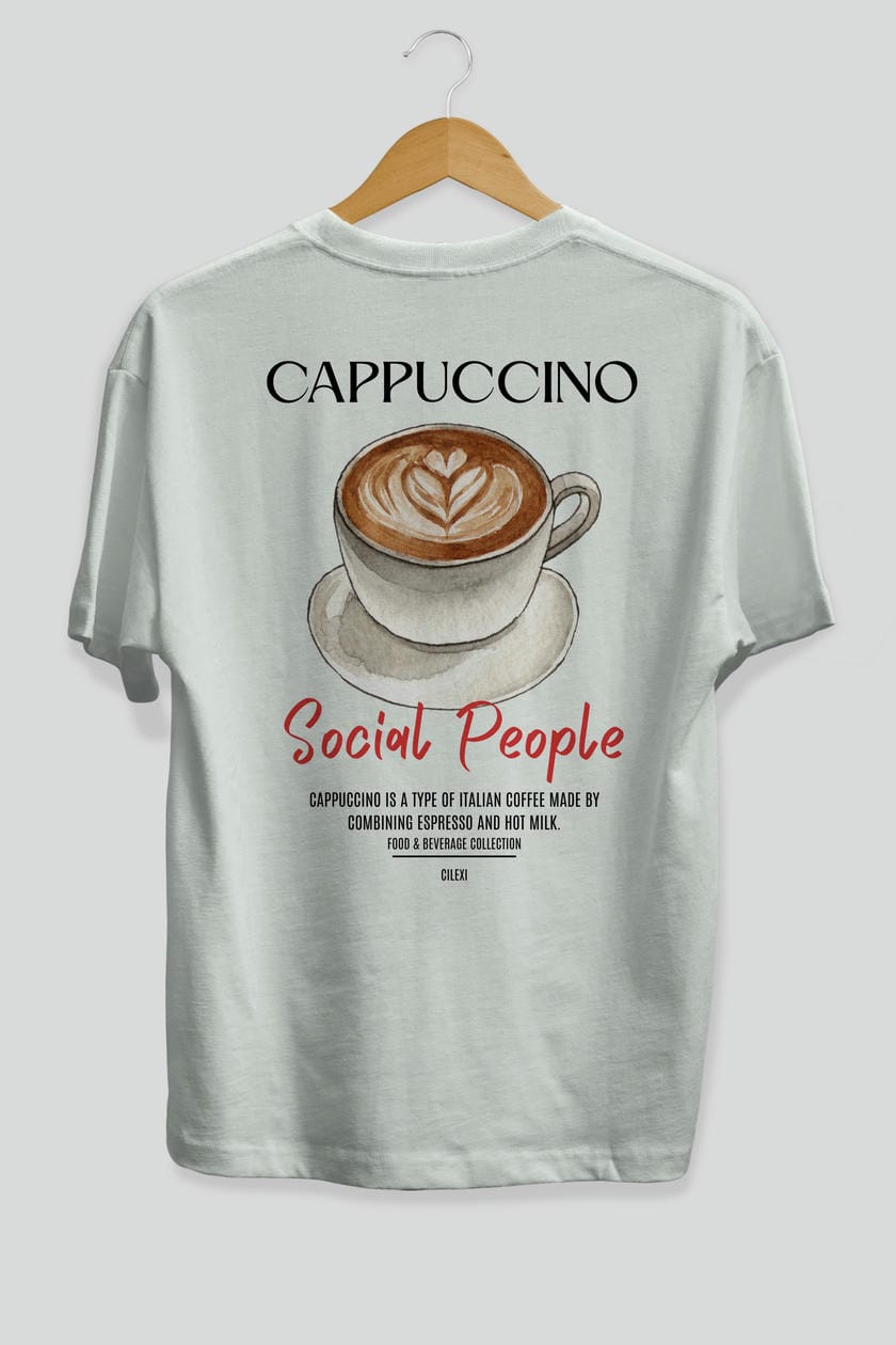 Cappuccino Kokteyl Serisi Baskılı Oversize t-shirt Erkek Kadın Unisex %100 Pamuk Bisiklet Yaka tişort