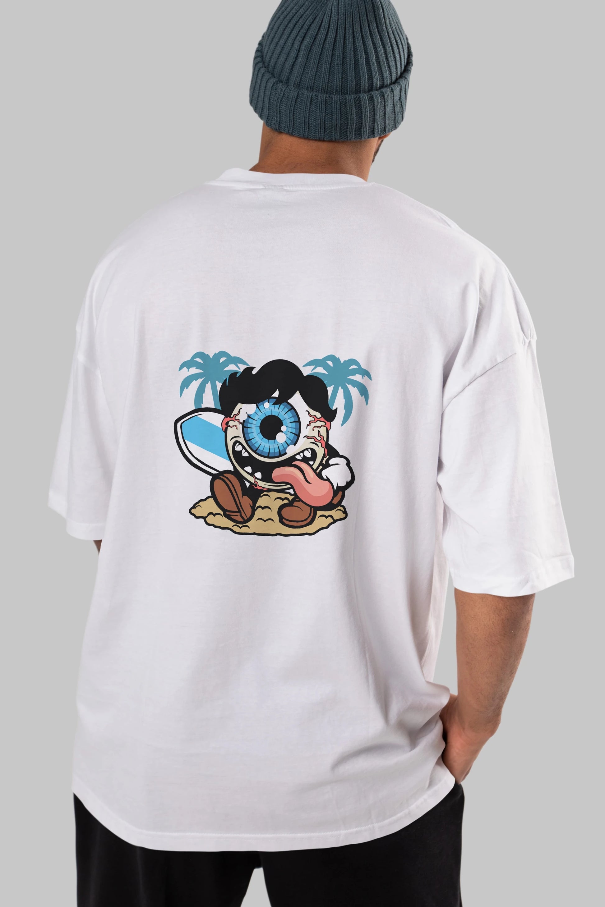Eye Ball Surfer Arka Baskılı Oversize t-shirt Erkek Kadın Unisex %100 Pamuk tişort