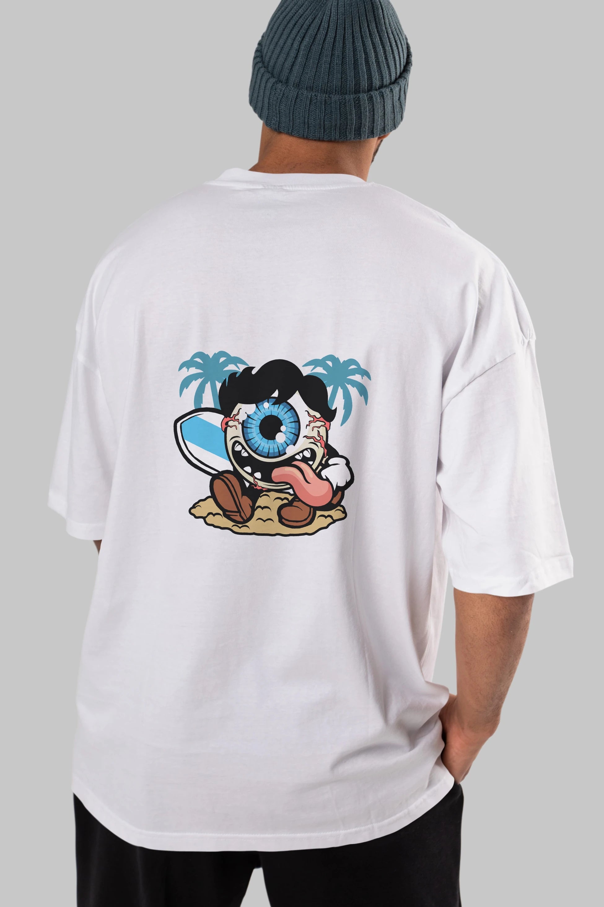 Eye Ball Surfer Arka Baskılı Oversize t-shirt Erkek Kadın Unisex %100 Pamuk tişort