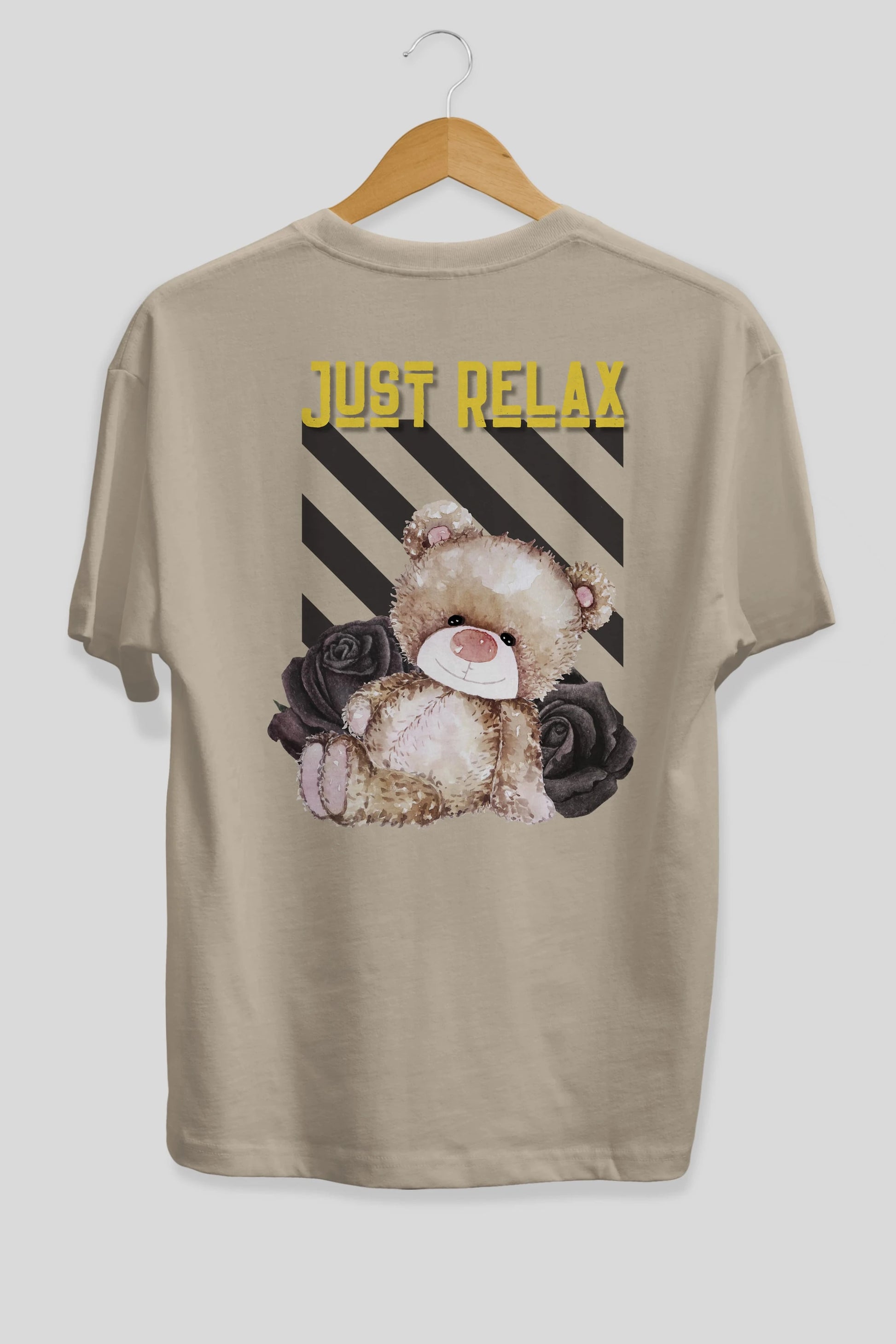 Just Relax Teddy Bear Arka Baskılı Oversize t-shirt Erkek Kadın Unisex