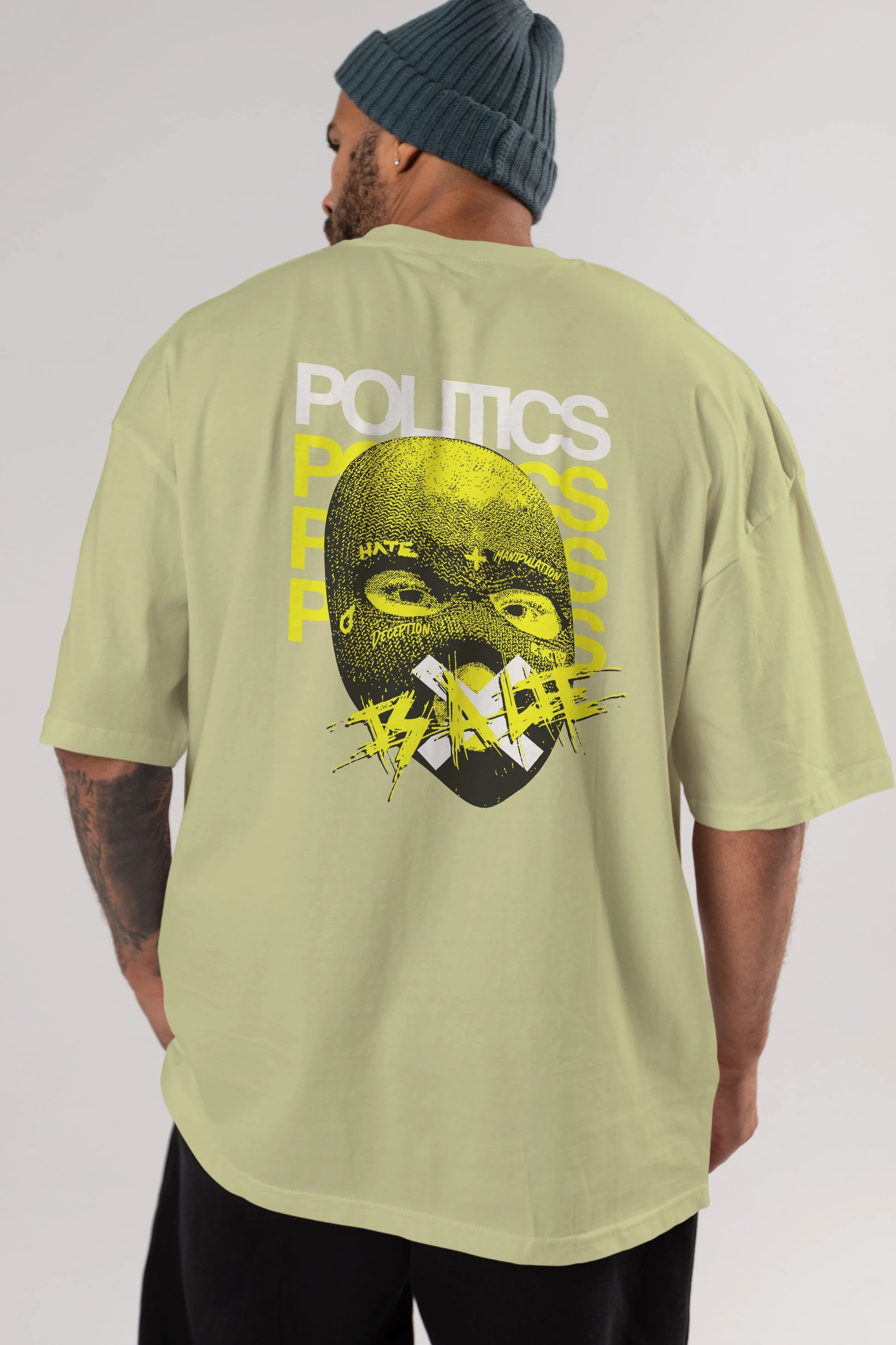 Politics is a Lie Arka Baskılı Oversize t-shirt Erkek Kadın Unisex