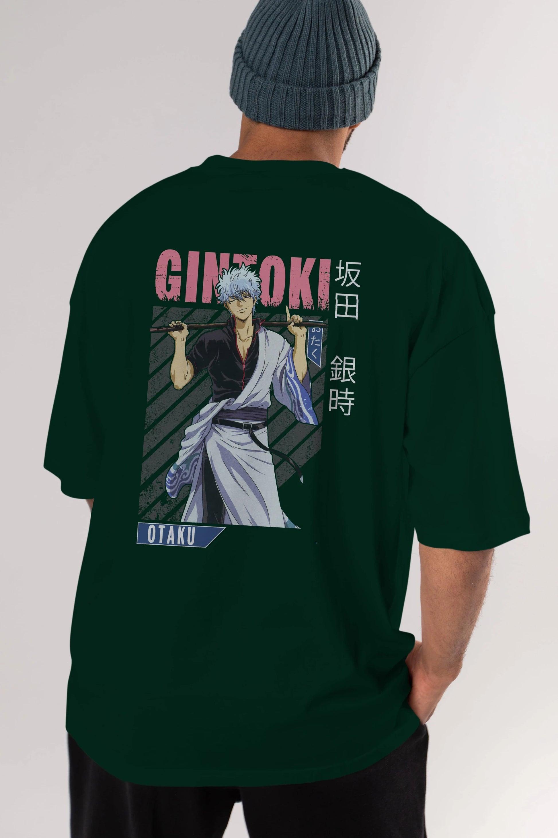Gintoki Sakata GINTAMA 3 Anime Arka Baskılı Oversize t-shirt Erkek Kadın Unisex