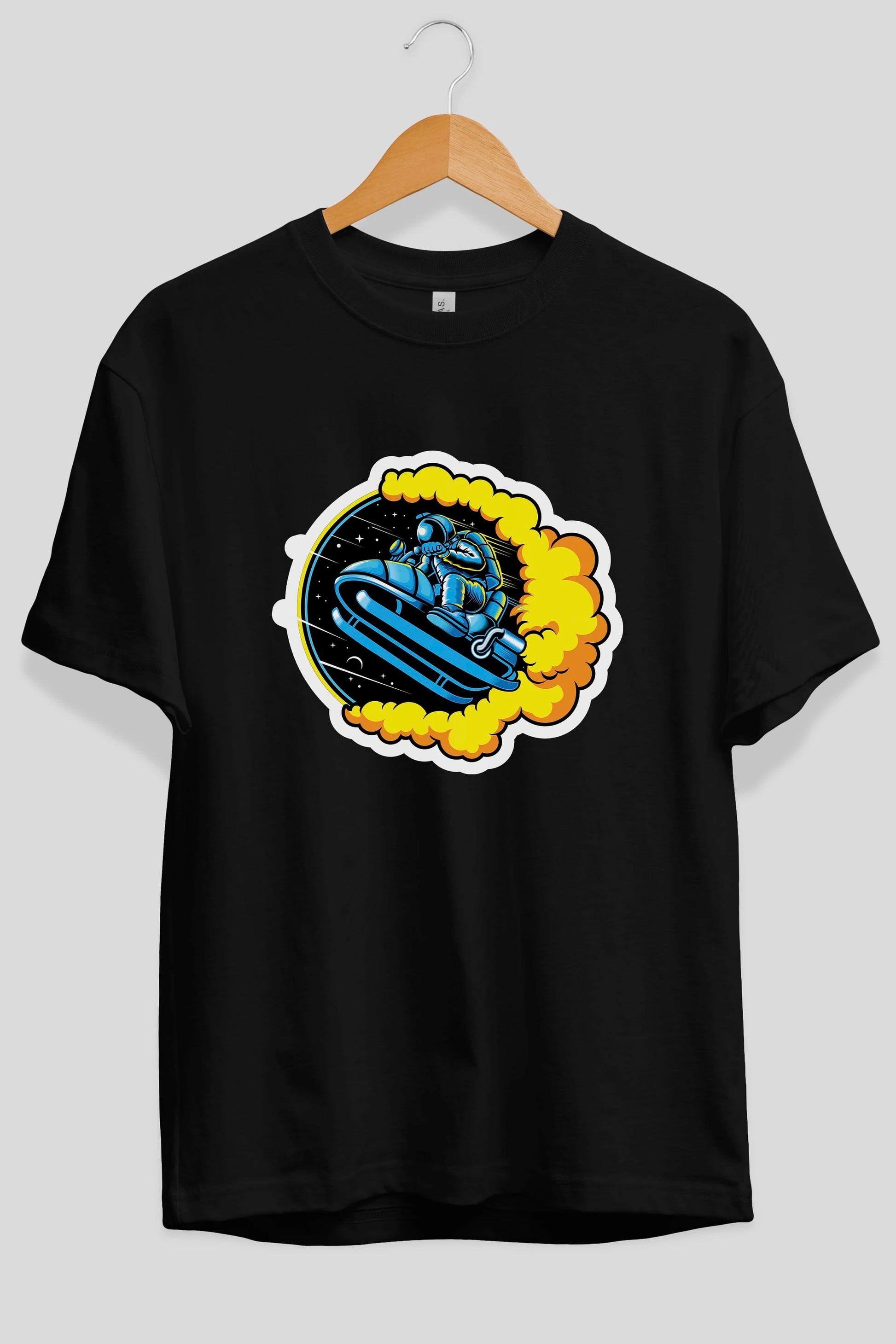 Astrojump with Snowmobile Sticker Ön Baskılı Oversize t-shirt Erkek Kadın Unisex