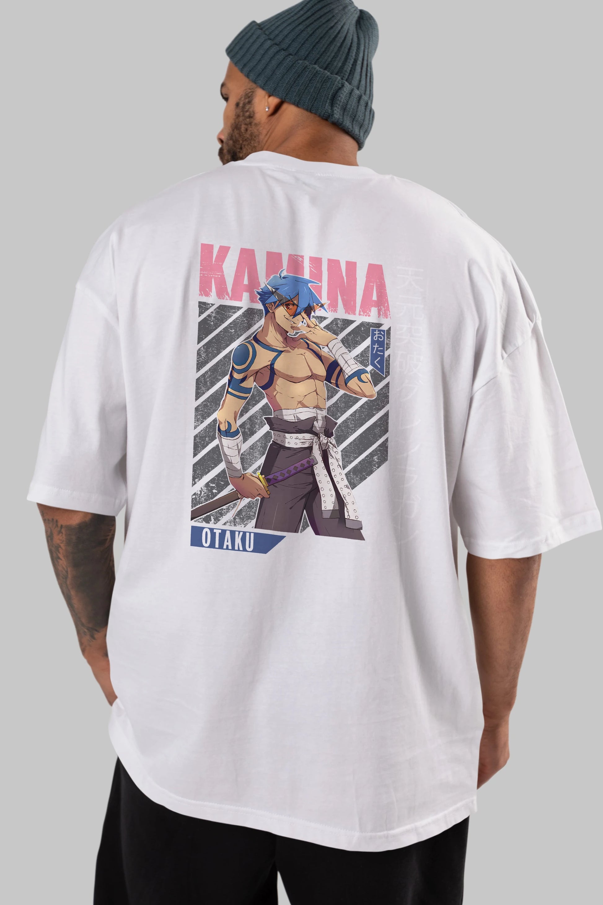 Kamina 5 Anime Arka Baskılı Oversize t-shirt Erkek Kadın Unisex