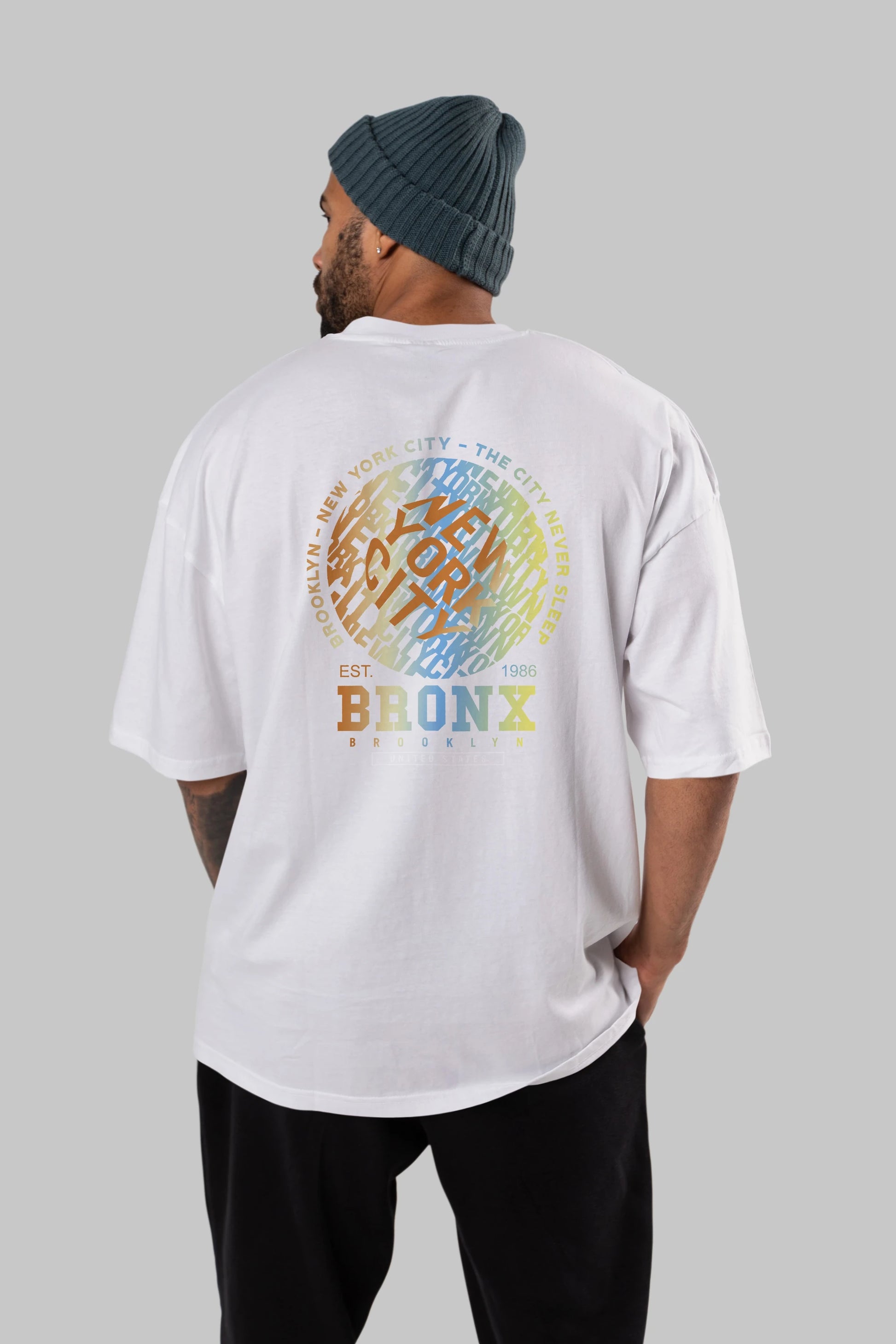 Brooklyn and New York City Arka Baskılı Oversize t-shirt Erkek Kadın Unisex