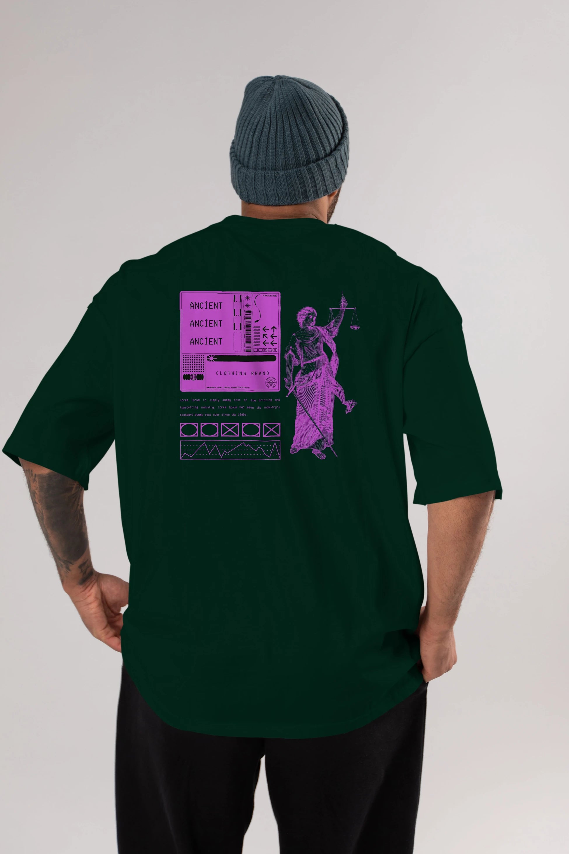 Ancient Streetwear Arka Baskılı Oversize t-shirt Erkek Kadın Unisex
