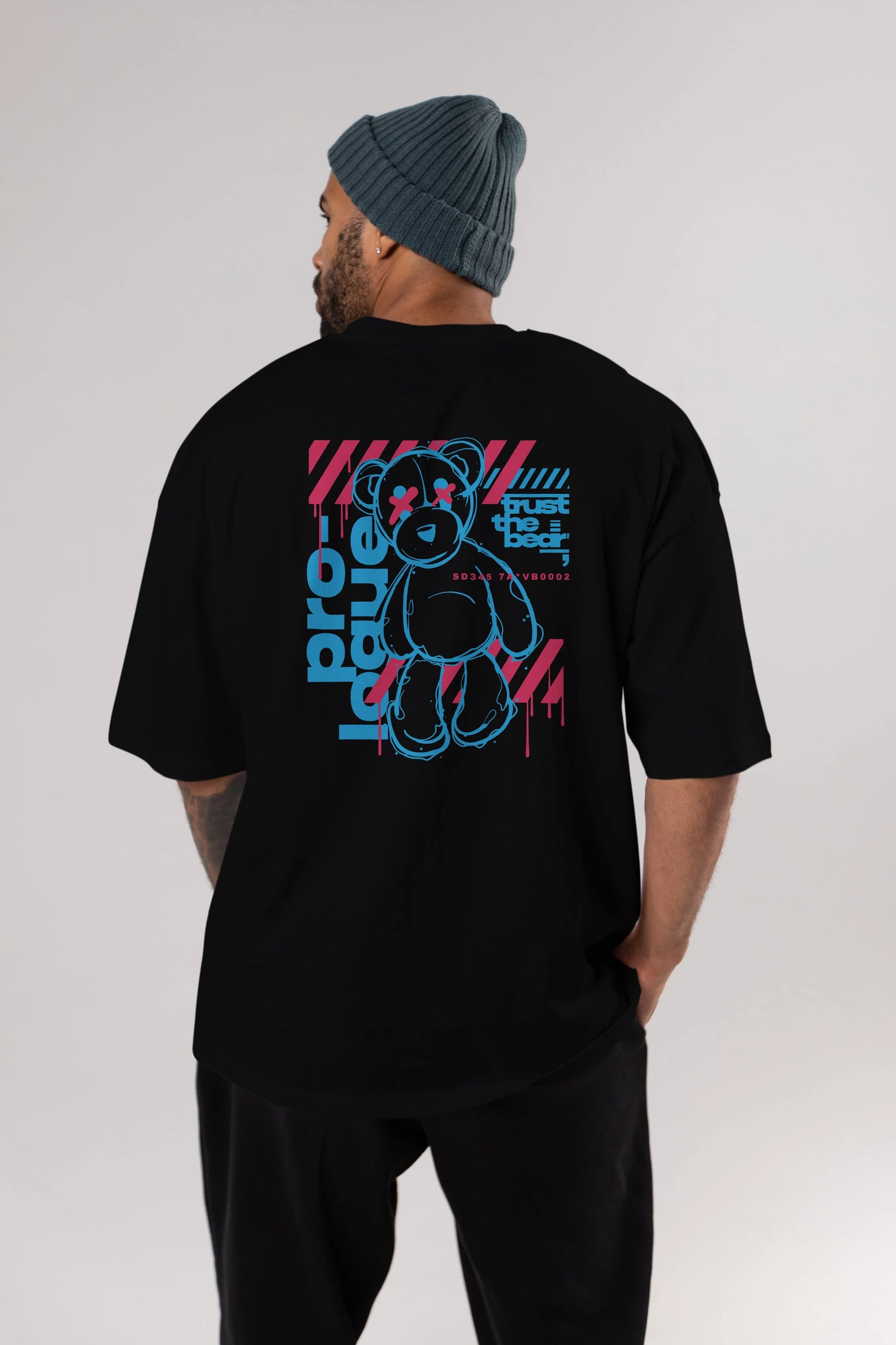 Trust The Bear Arka Baskılı Oversize t-shirt Erkek Kadın Unisex