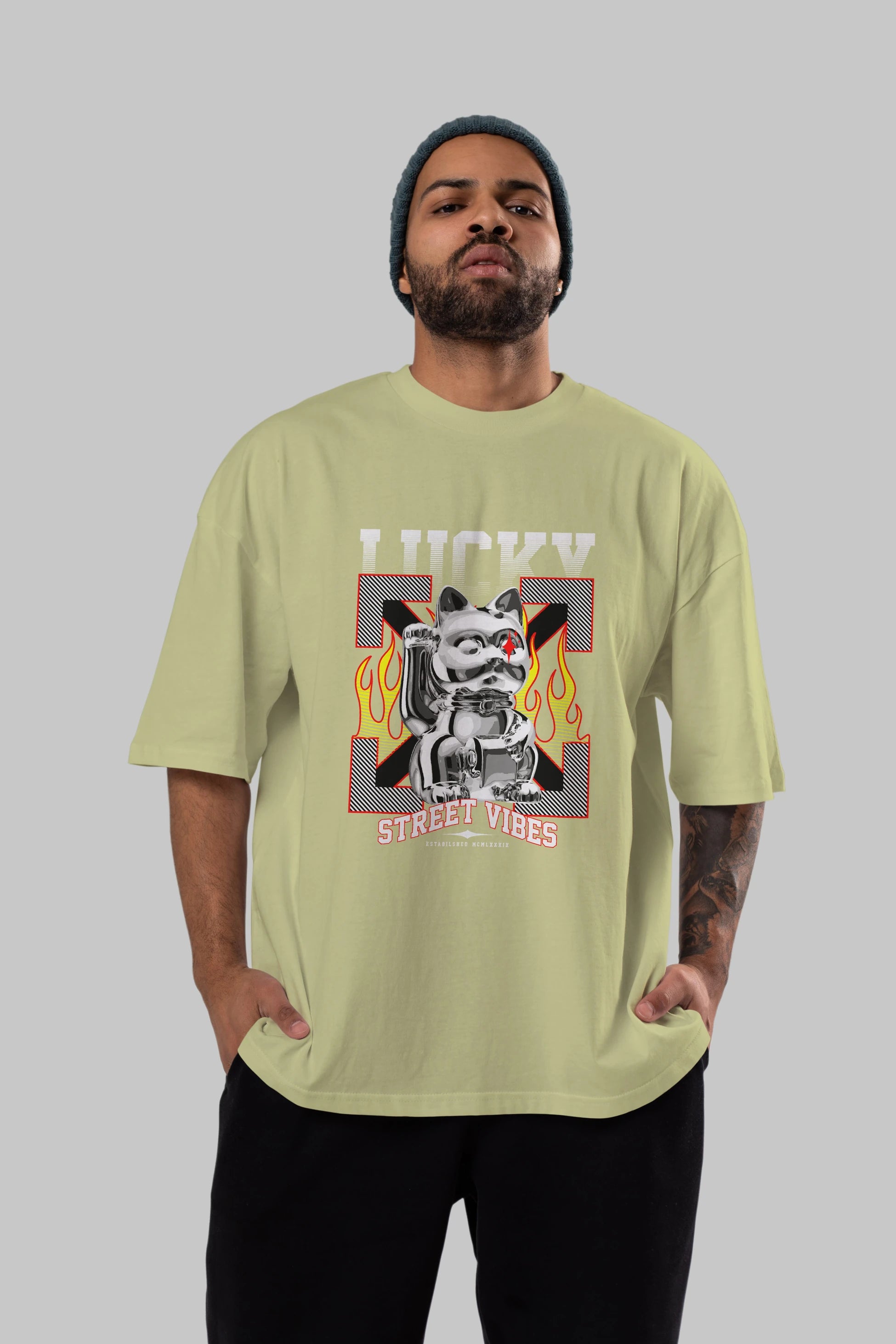 Lucky Street Vibes Ön Baskılı Oversize t-shirt Erkek Kadın Unisex