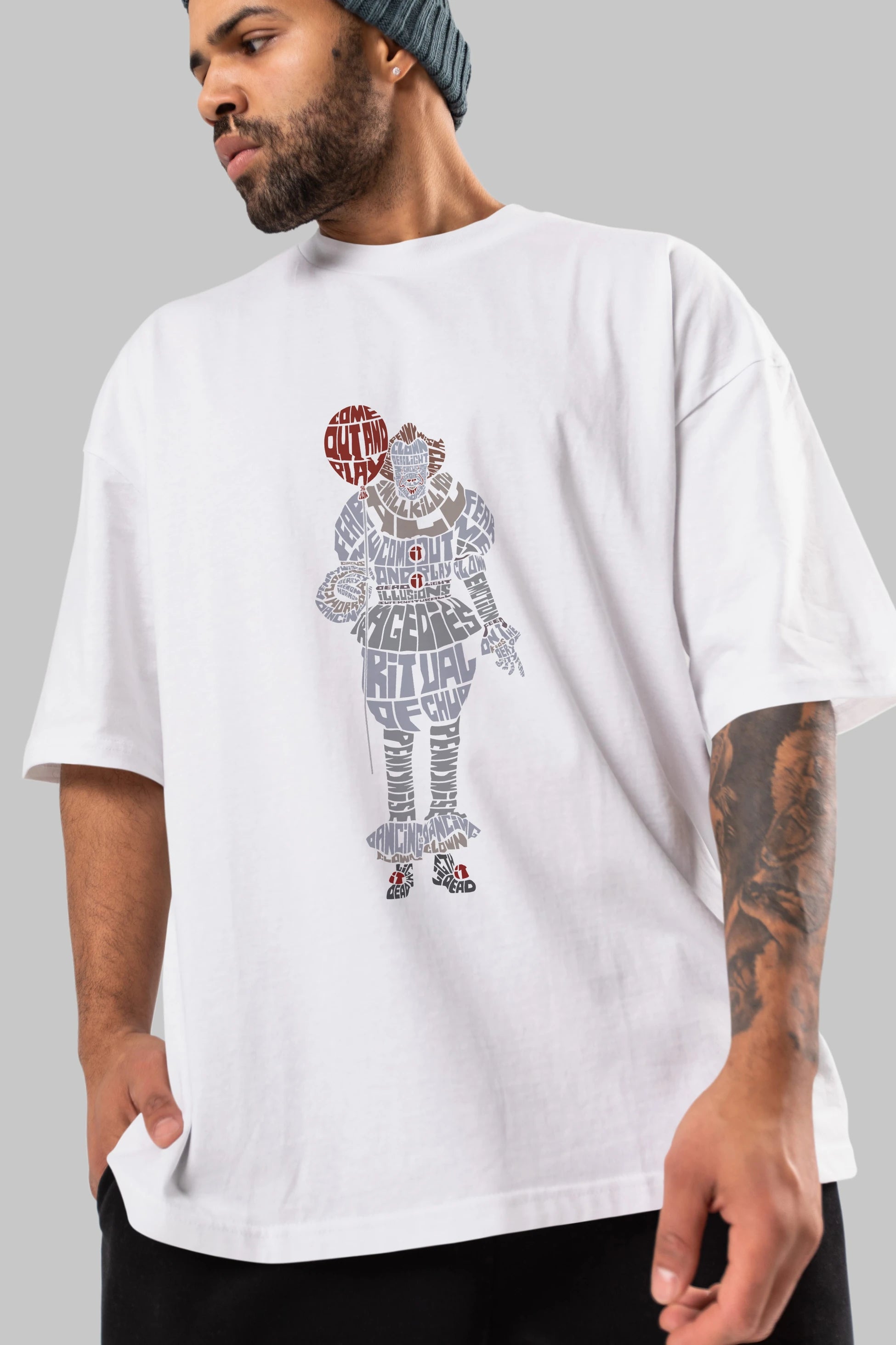 It Ön Baskılı Oversize t-shirt %100 pamuk Erkek Kadın Unisex