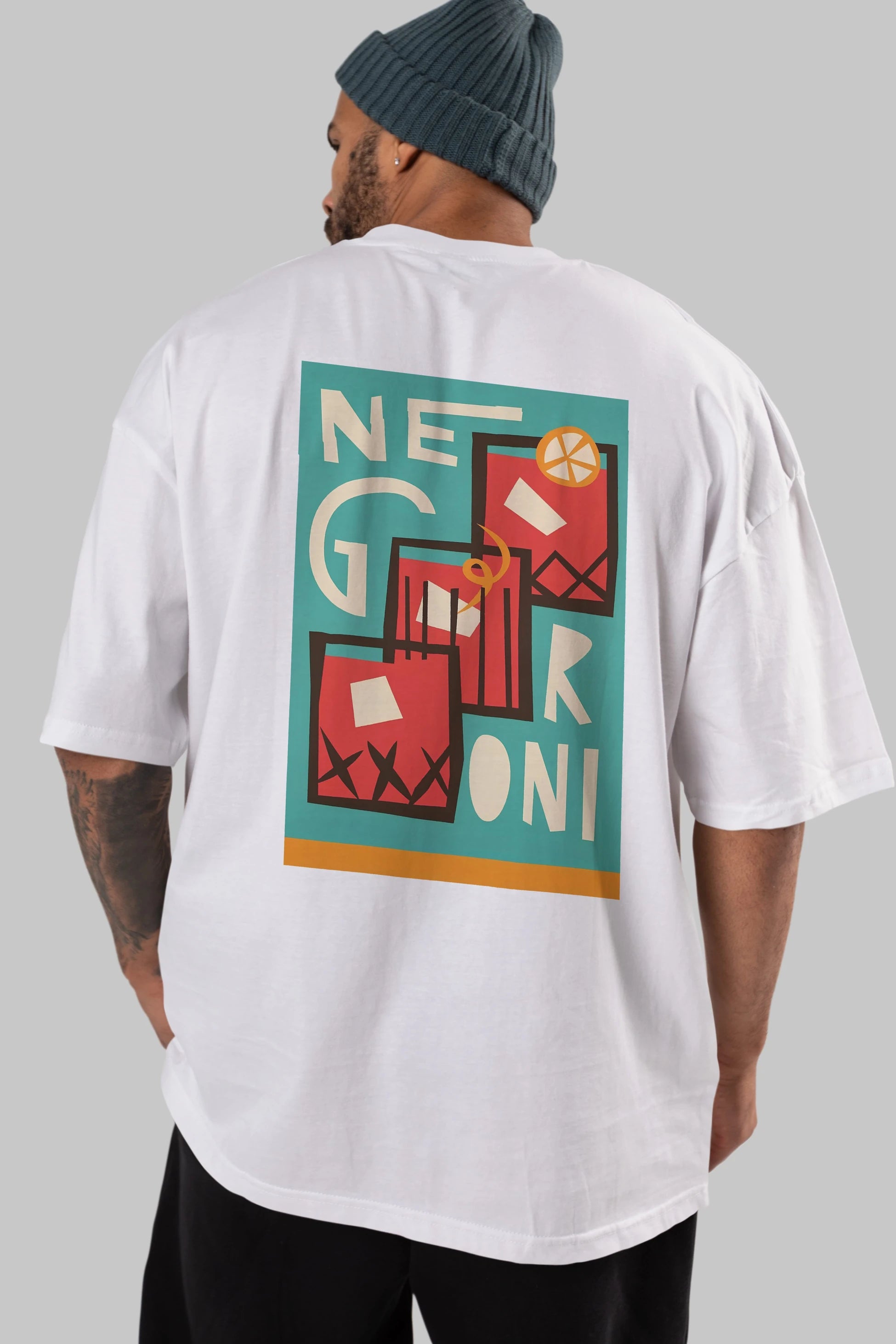 Negroni 3 Arka Baskılı Oversize t-shirt Erkek Kadın Unisex %100 Pamuk Bisiklet Yaka tişort