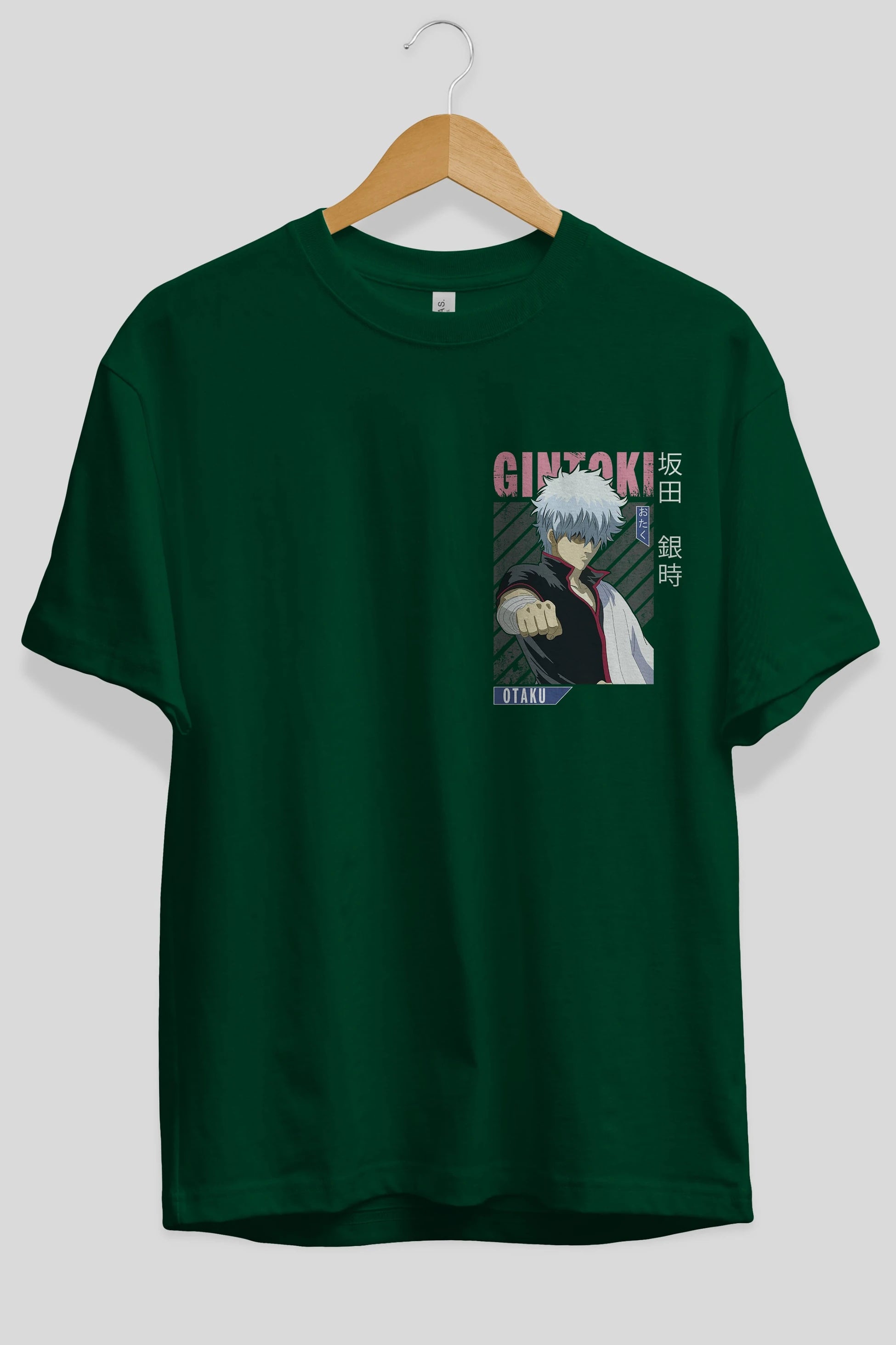 Gintoki Sakata GINTAMA 2 Ön Sol Baskılı Oversize t-shirt Erkek Kadın Unisex %100 Pamuk Bisiklet Yaka tişort