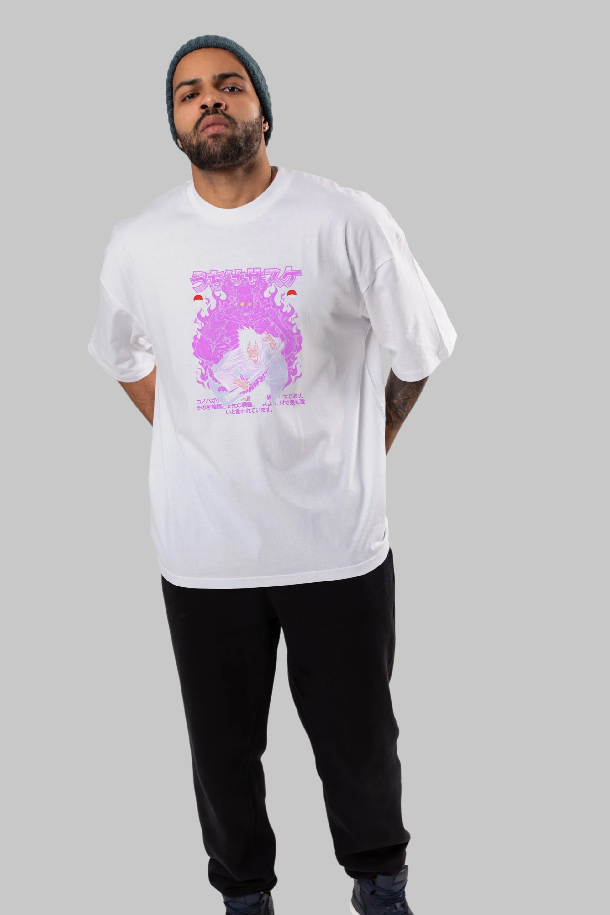 SASUKE UCHIHA NARUTO Anime Ön Baskılı Oversize t-shirt %100 pamuk Erkek Kadın Unisex