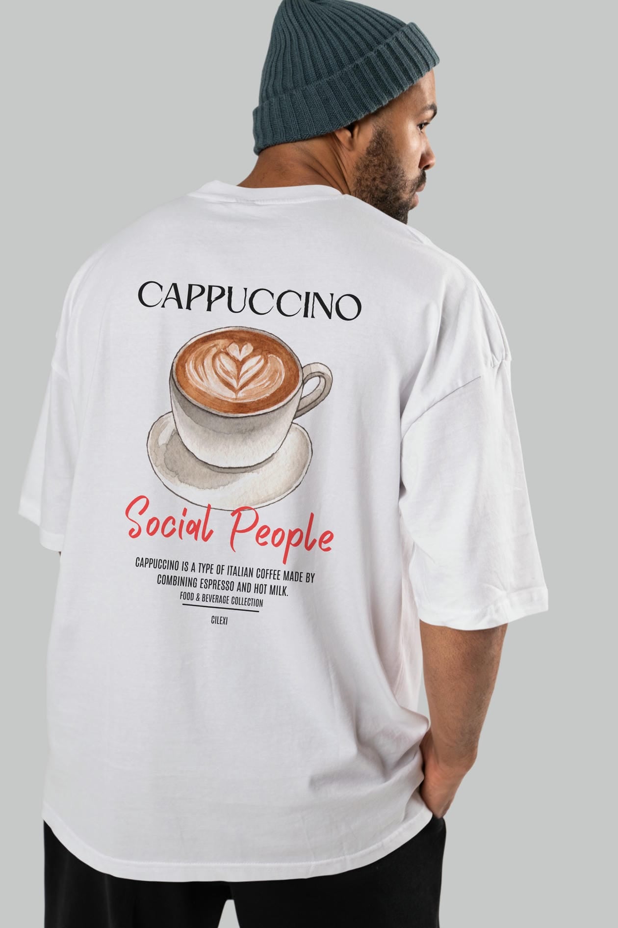 Cappuccino Kokteyl Serisi Baskılı Oversize t-shirt Erkek Kadın Unisex %100 Pamuk Bisiklet Yaka tişort