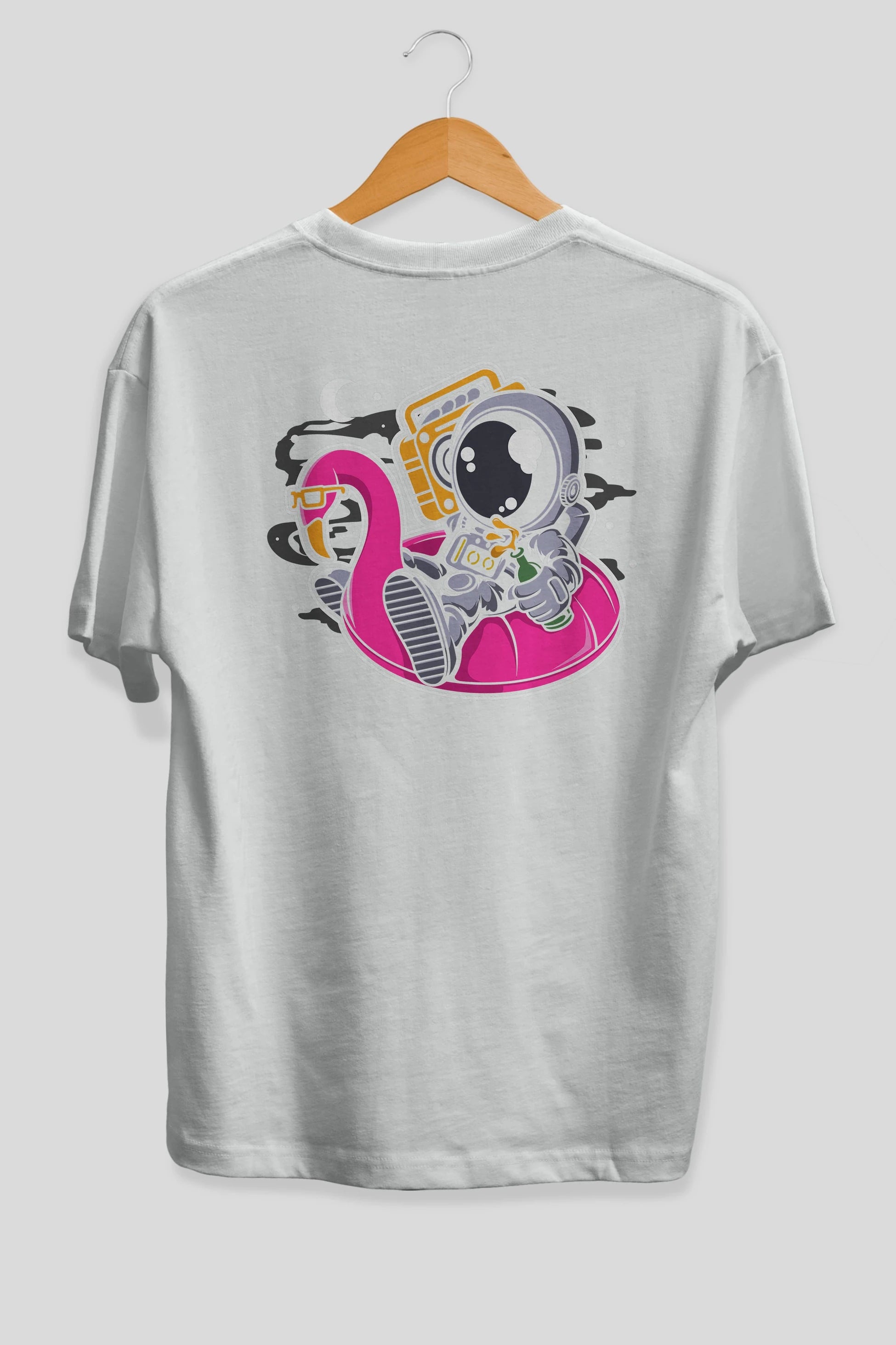 Astronaut Floaties Ballon Arka Baskılı Oversize t-shirt Erkek Kadın Unisex