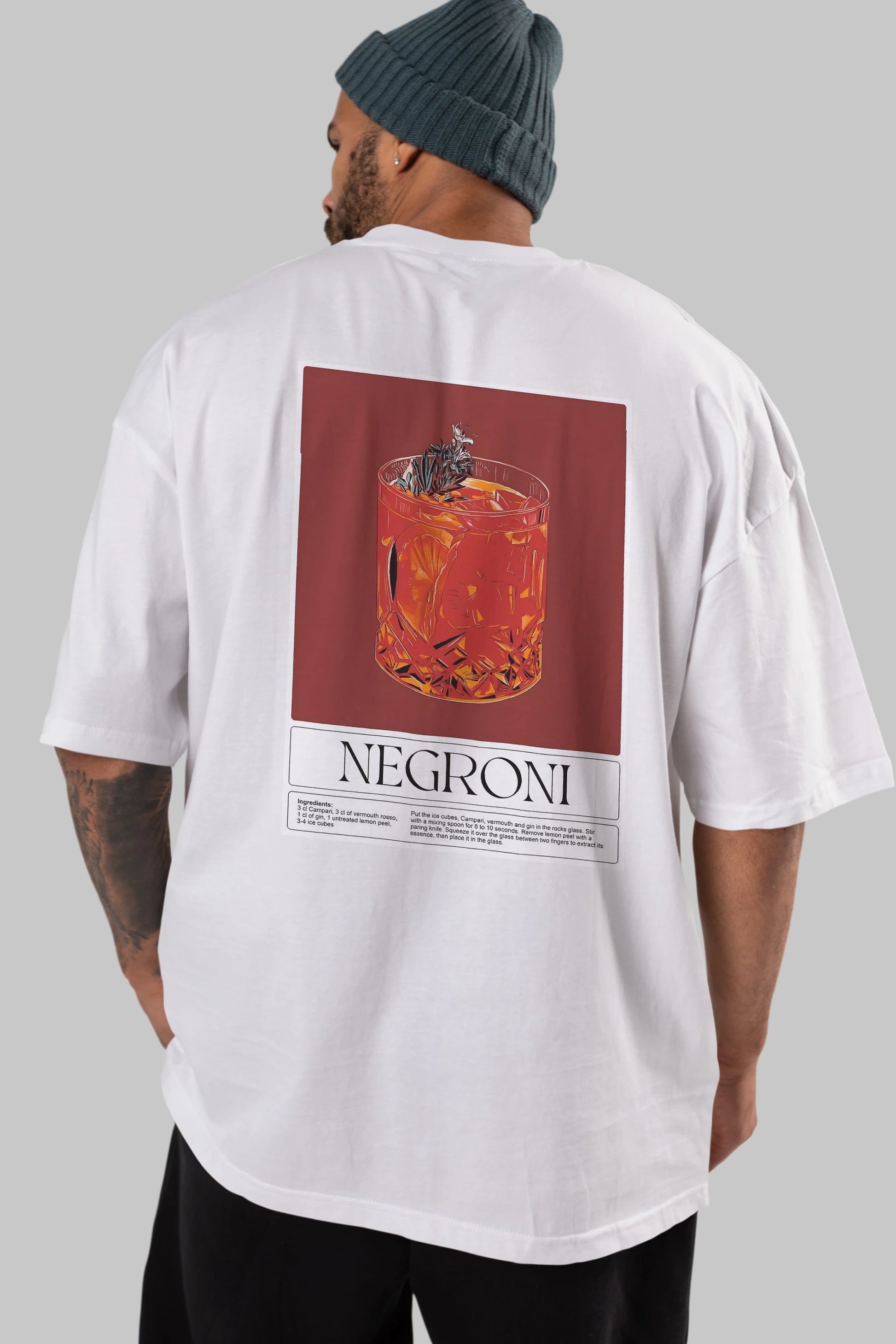 Negroni 2 Arka Baskılı Oversize t-shirt Erkek Kadın Unisex %100 Pamuk Bisiklet Yaka tişort