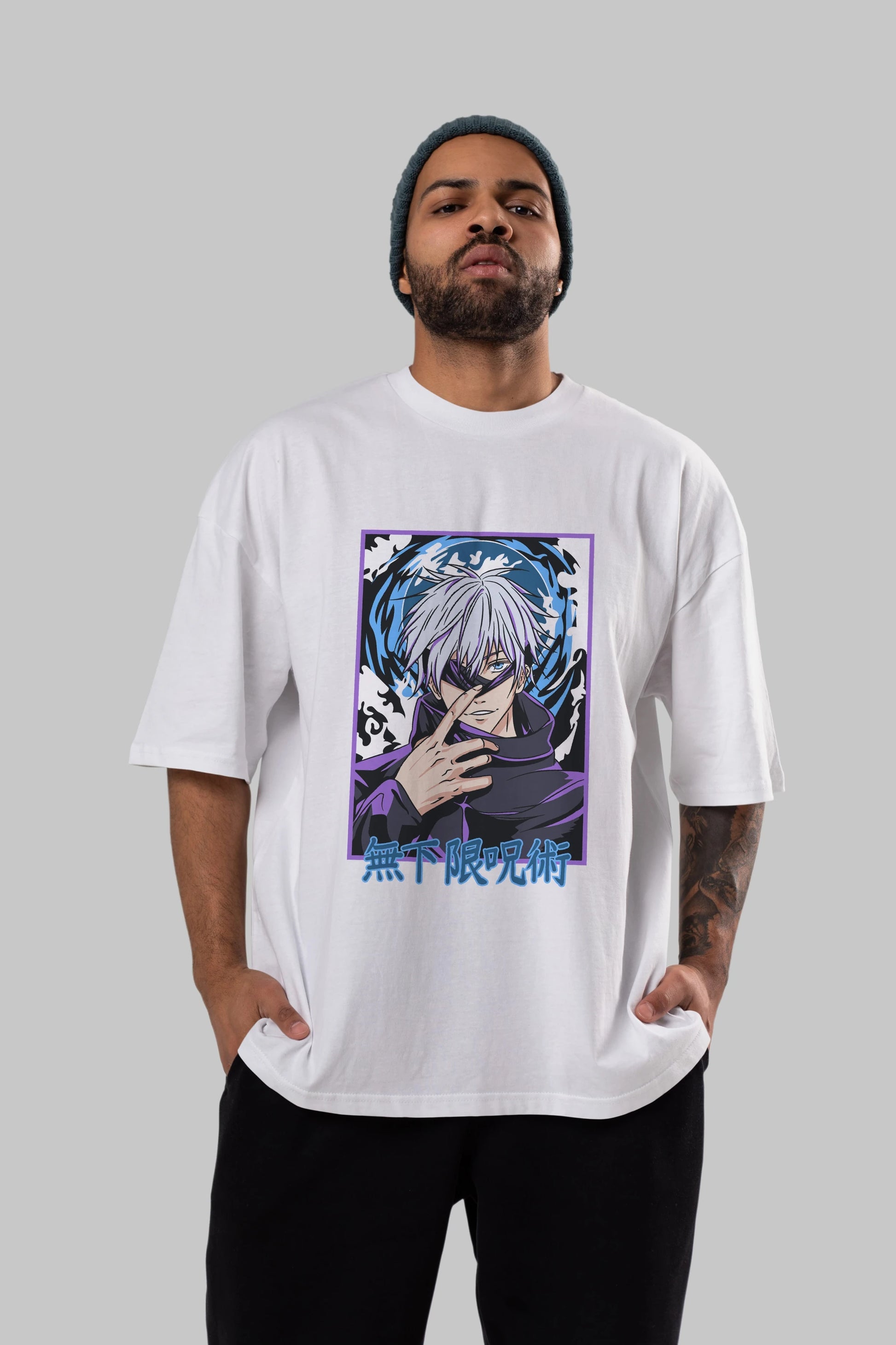 SATORU GOJO 3 Anime Ön Baskılı Oversize t-shirt %100 pamuk Erkek Kadın Unisex