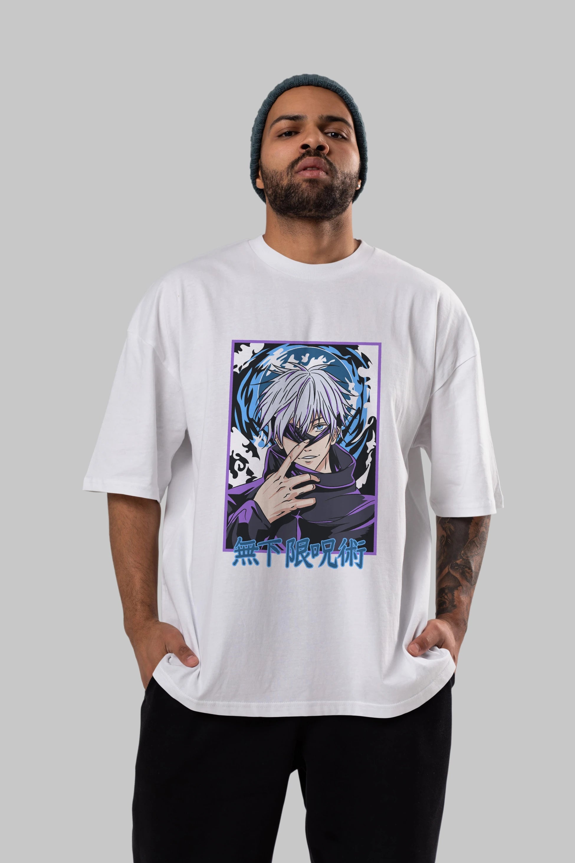 SATORU GOJO 3 Anime Ön Baskılı Oversize t-shirt %100 pamuk Erkek Kadın Unisex
