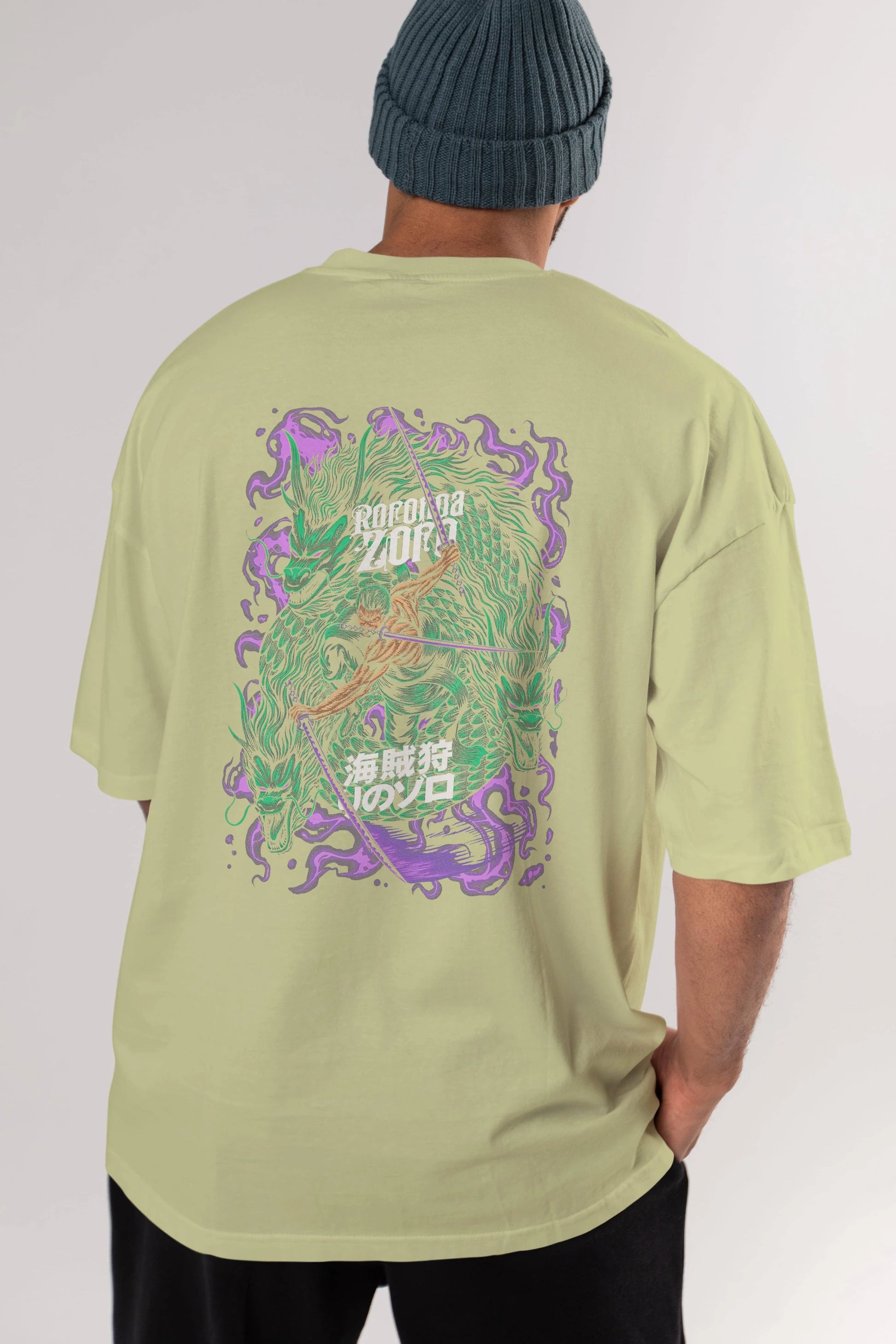 RORONOA ZORO 5 Anime Arka Baskılı Oversize t-shirt Erkek Kadın Unisex