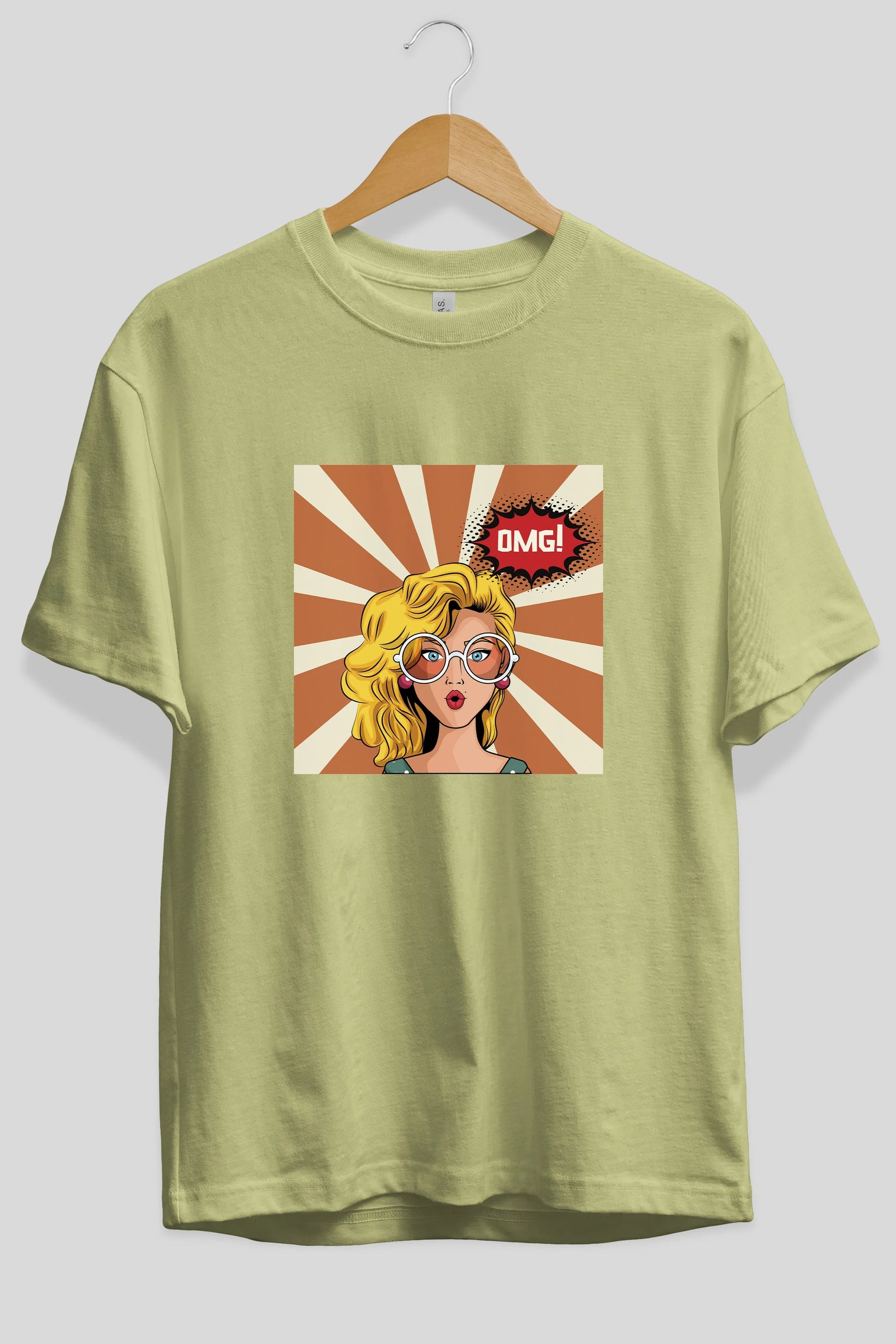 OMG Yazılı Retro Ön Baskılı Oversize t-shirt Erkek Kadın Unisex