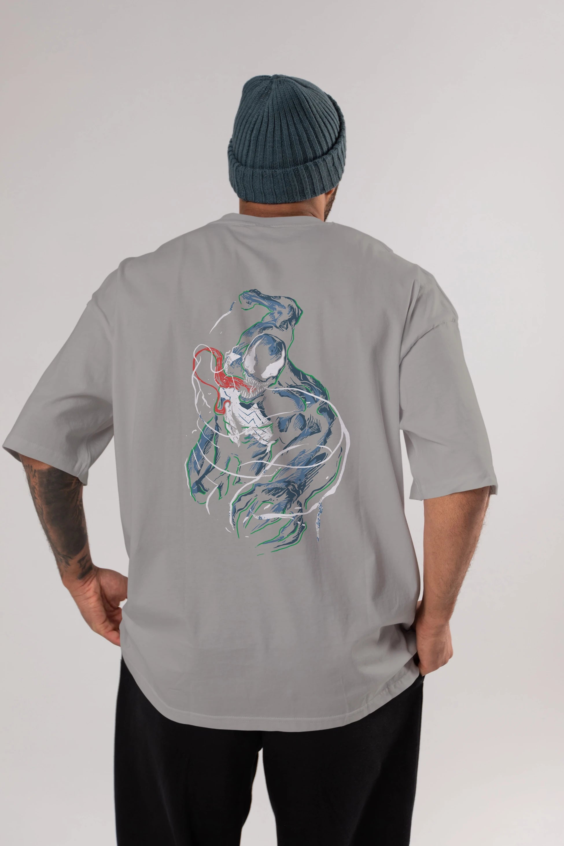 Venom (5) Arka Baskılı Oversize t-shirt Erkek Kadın Unisex %100 Pamuk Bisiklet Yaka tişort