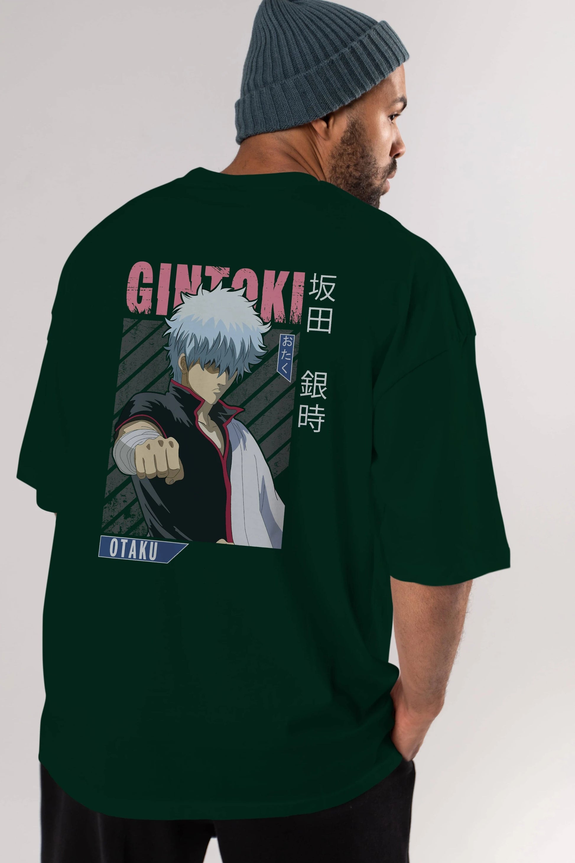 Gintoki Sakata GINTAMA 2 Anime Arka Baskılı Oversize t-shirt Erkek Kadın Unisex