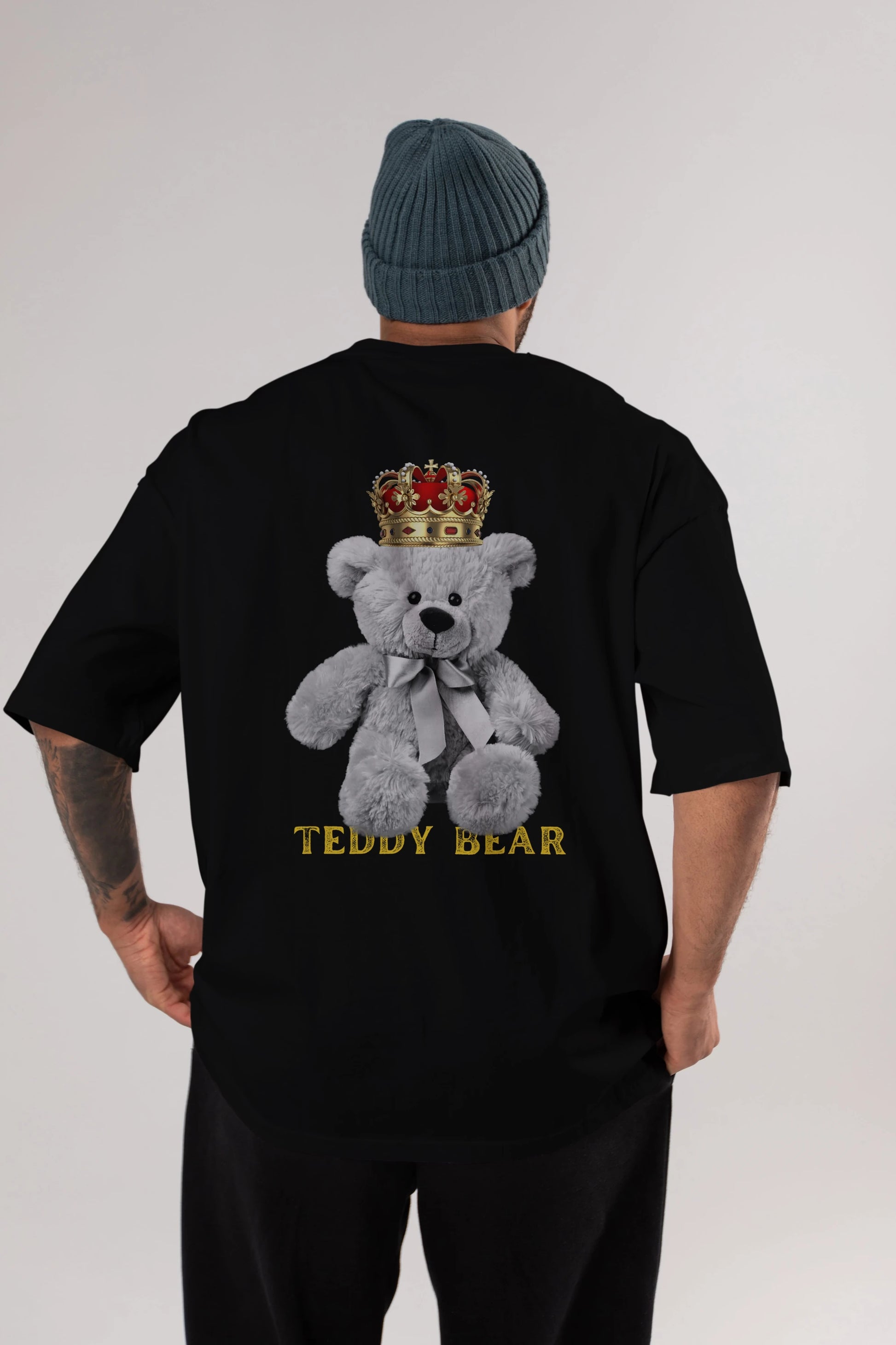 Teddy Bear Arka Baskılı Oversize t-shirt Erkek Kadın Unisex
