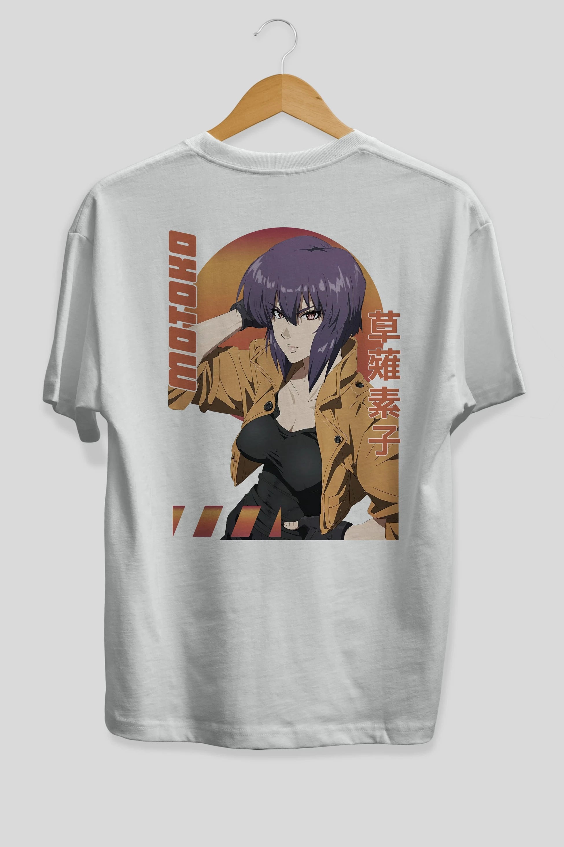 Motoko Kusanagi 9 Anime Arka Baskılı Oversize t-shirt Erkek Kadın Unisex