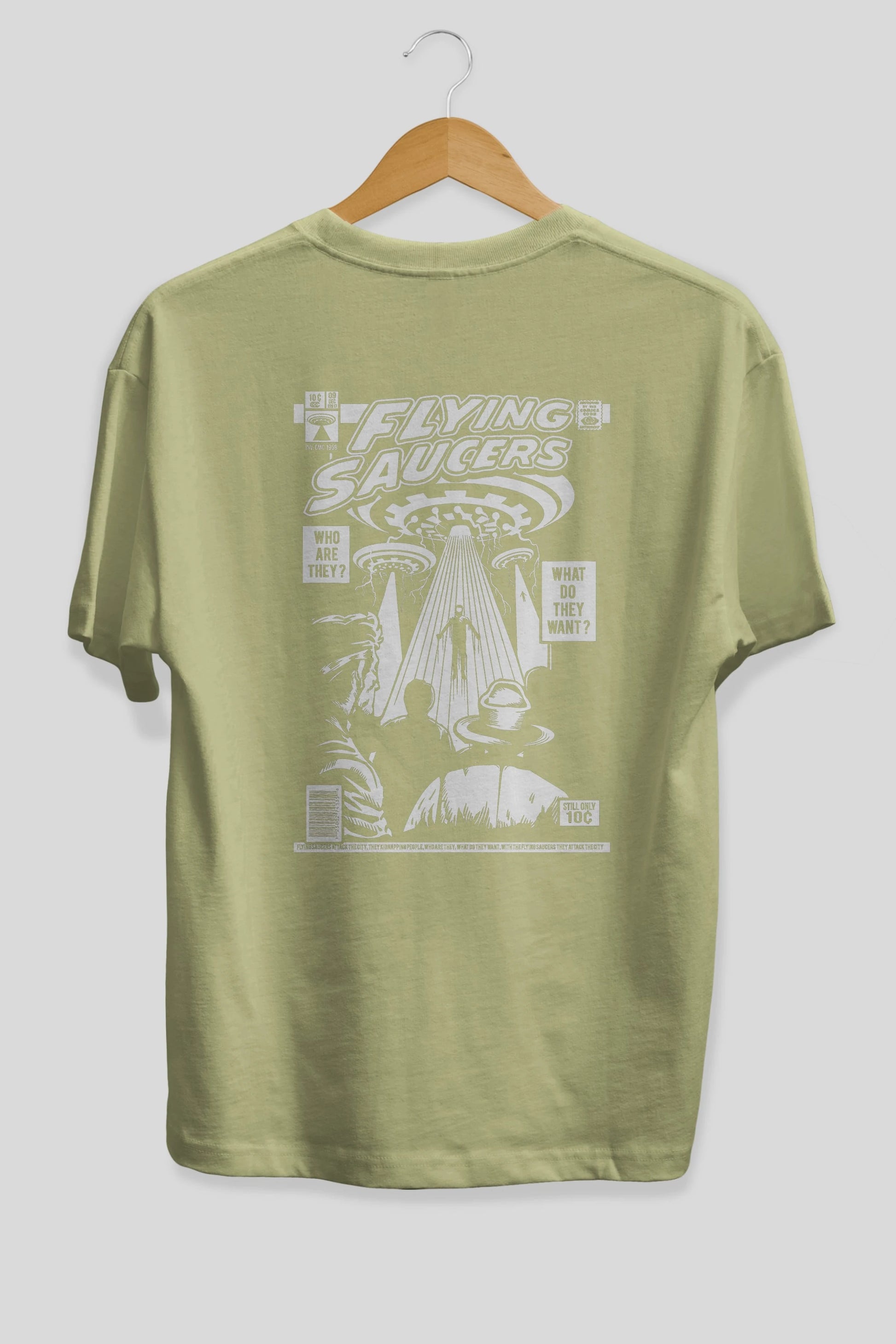 UFO Arka Baskılı Oversize t-shirt Erkek Kadın Unisex %100 Pamuk