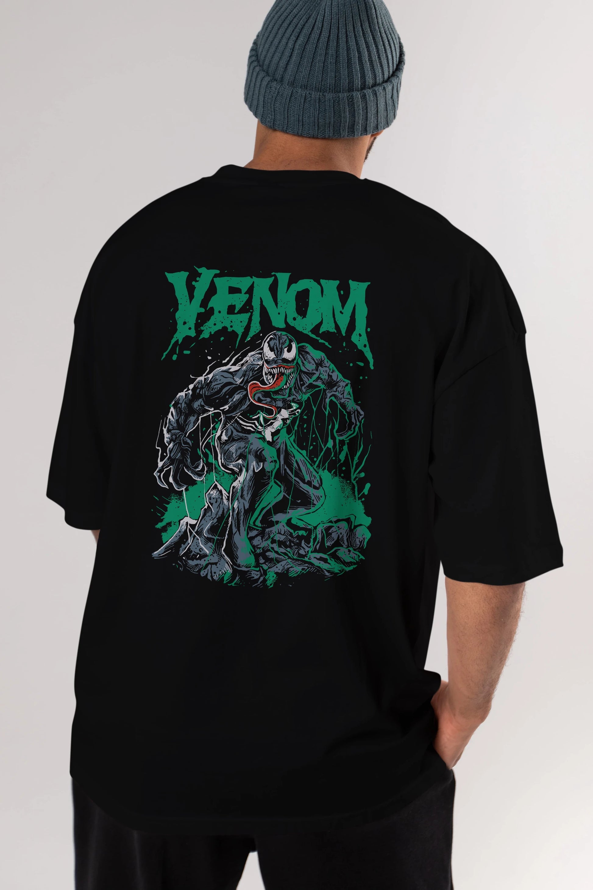 Venom (3) Arka Baskılı Oversize t-shirt Erkek Kadın Unisex %100 Pamuk Bisiklet Yaka tişort