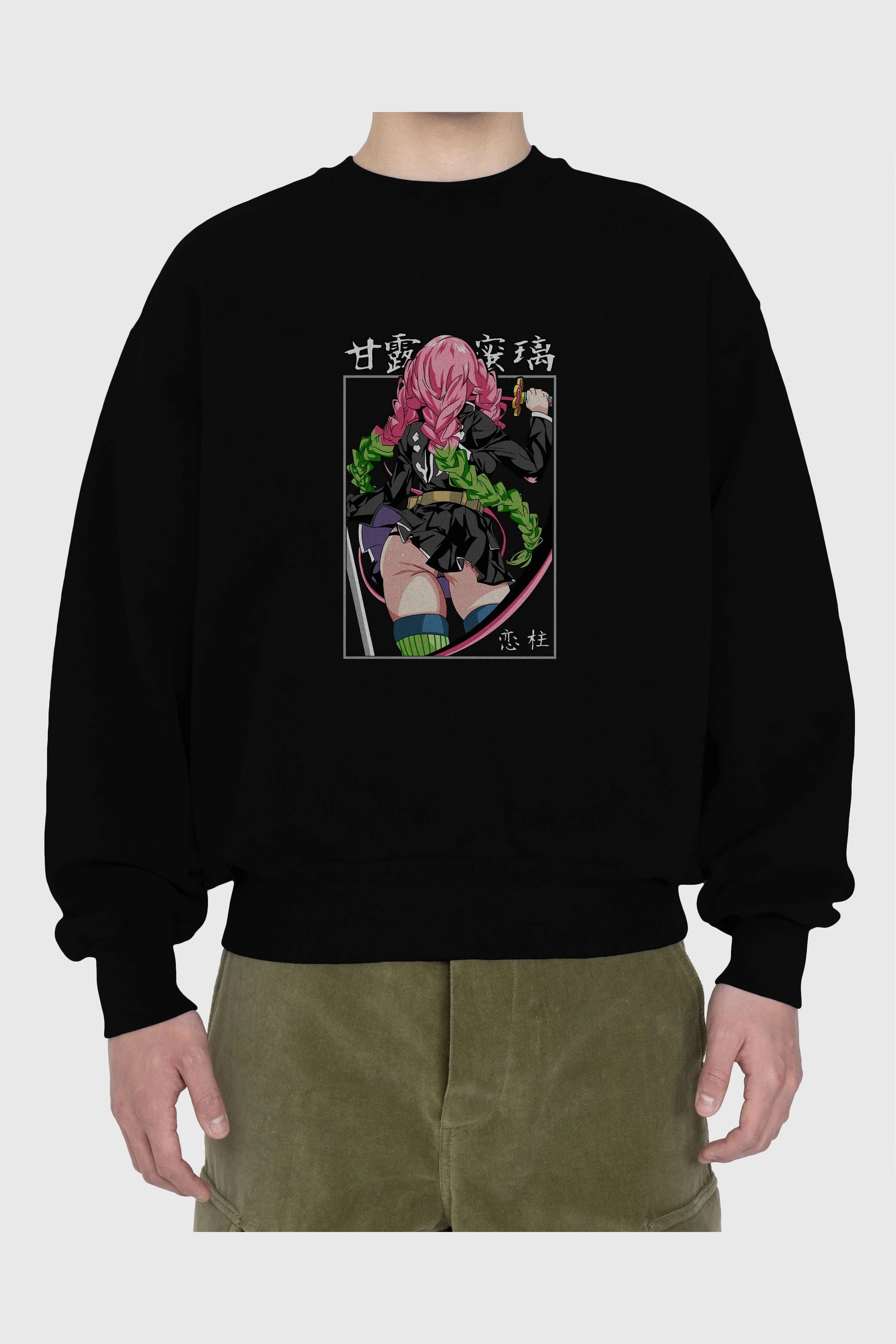 Mitsuri DEMONSLAYER Anime Ön Baskılı Oversize Sweatshirt Erkek Kadın Unisex