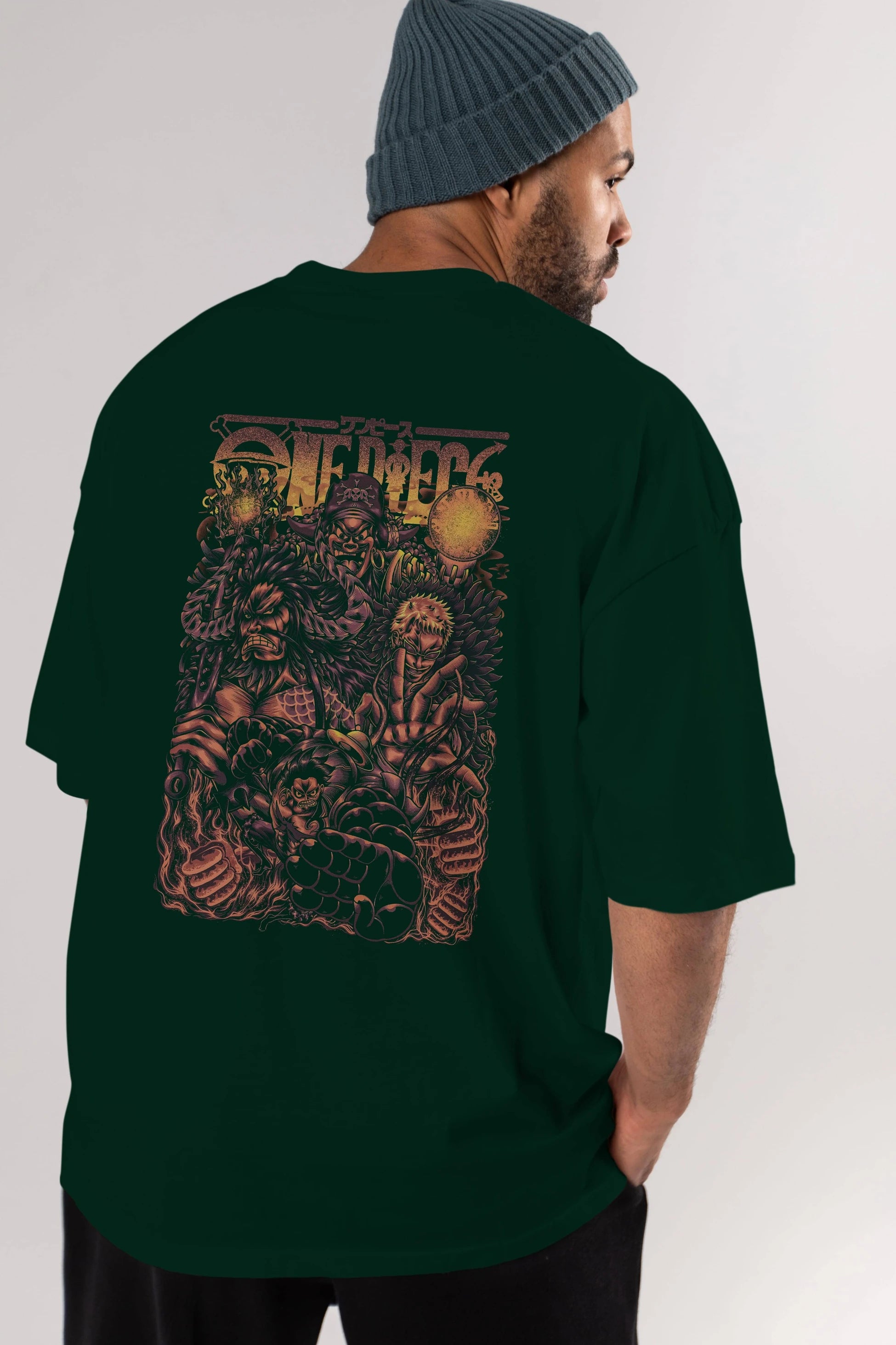 ONE PIECE Anime Arka Baskılı Oversize t-shirt Erkek Kadın Unisex
