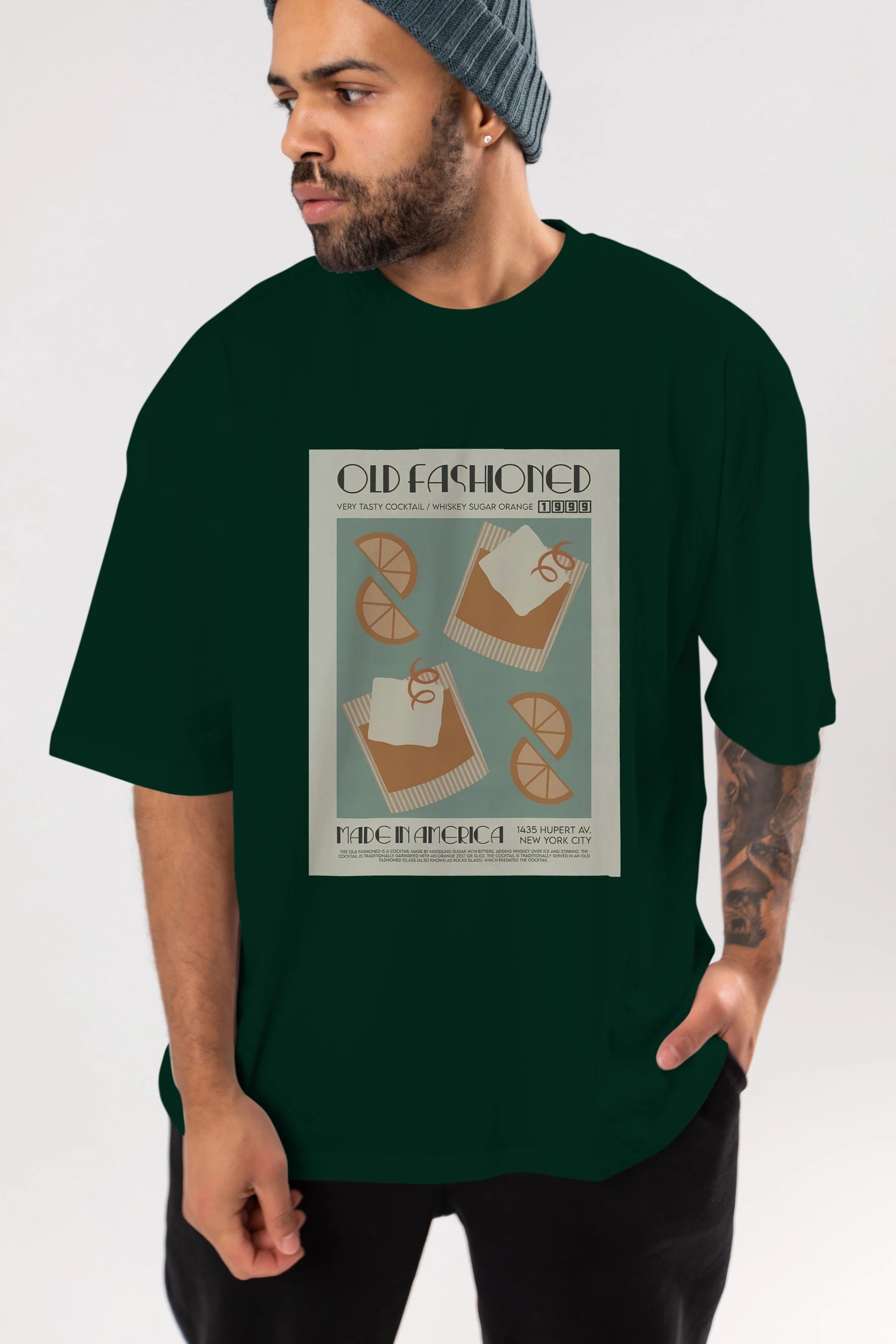 Old Fashioned 2 Ön Baskılı Oversize t-shirt Erkek Kadın Unisex %100 Pamuk Bisiklet Yaka tişort