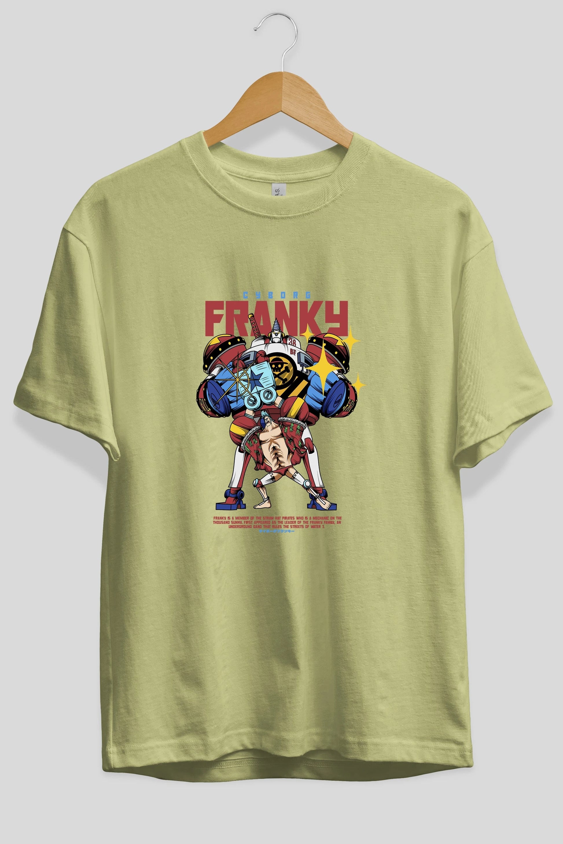 Cyborg Franky Anime Ön Baskılı Oversize t-shirt %100 pamuk Erkek Kadın Unisex