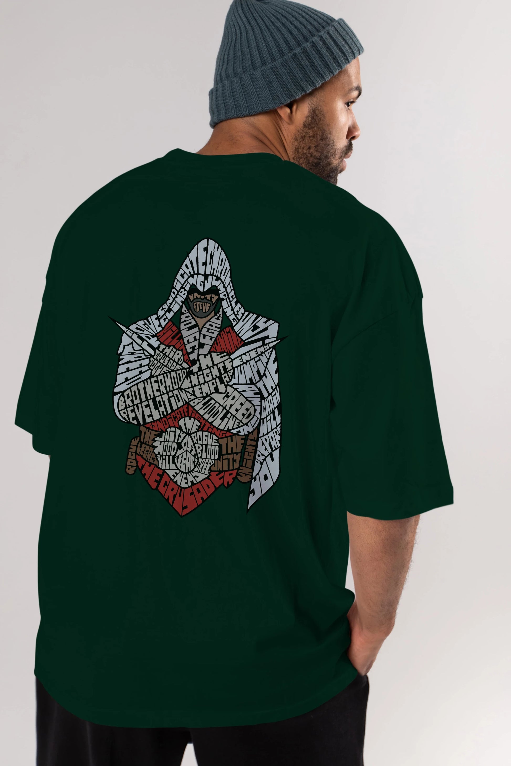 Assassins Arka Baskılı Oversize t-shirt %100 pamuk Erkek Kadın Unisex