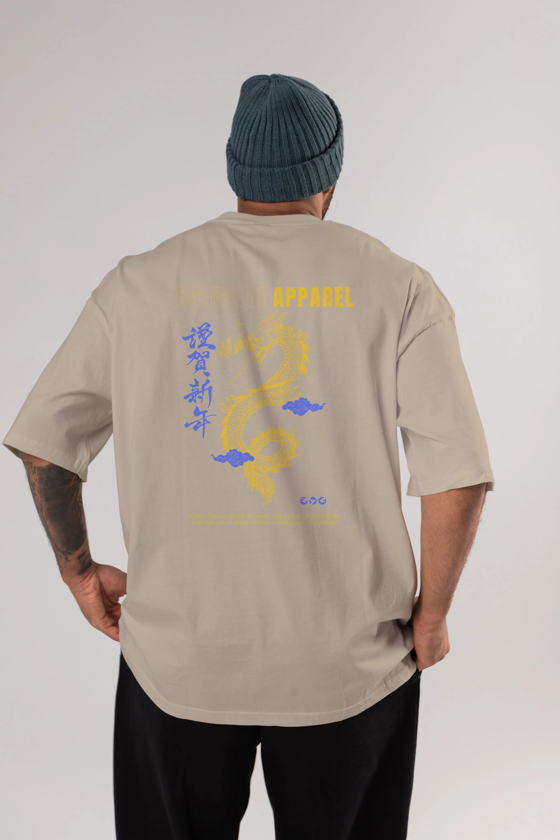 Borcelle Apparel Yazılı Arka Baskılı Oversize t-shirt Erkek Kadın Unisex