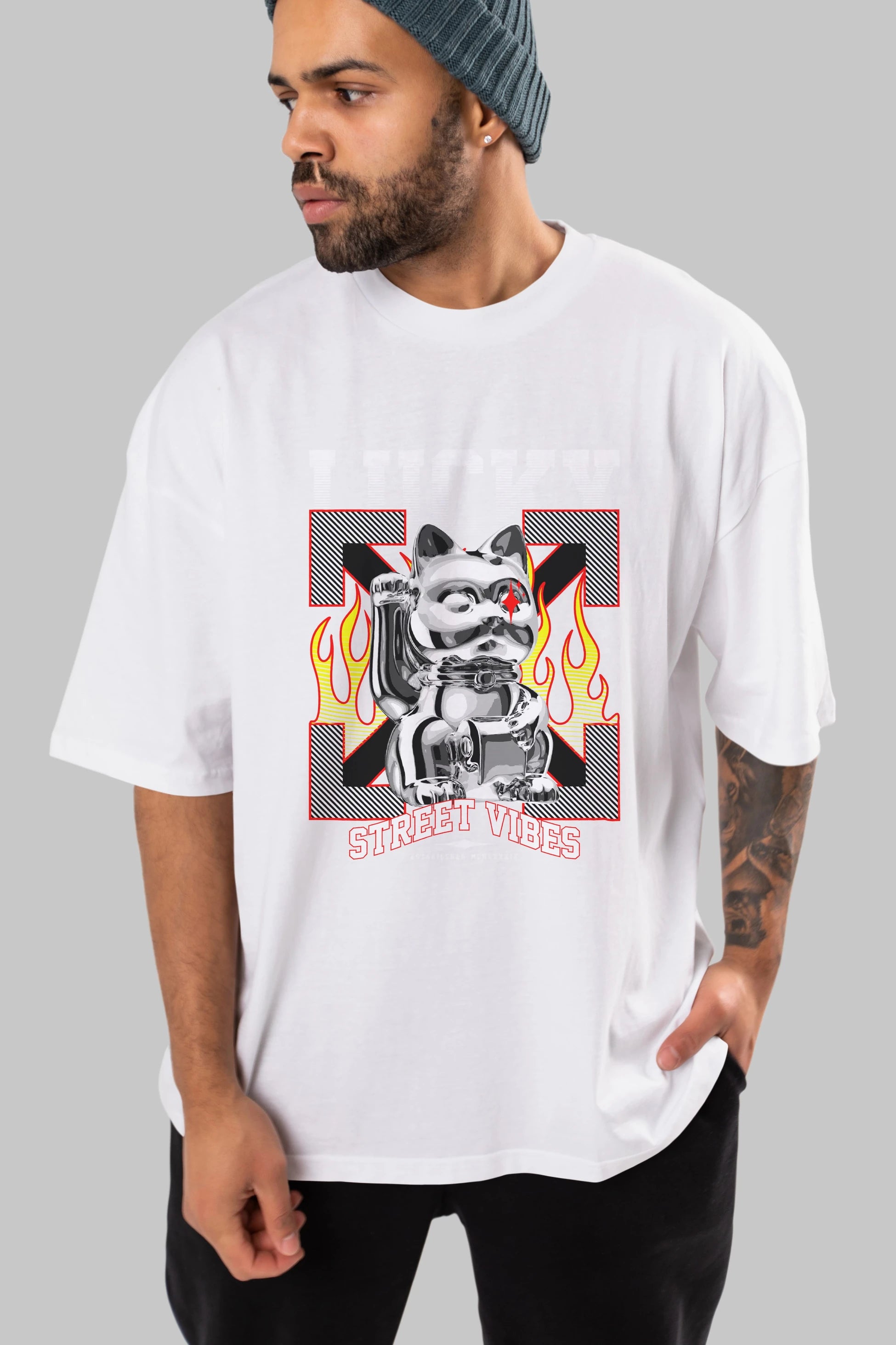 Lucky Street Vibes Ön Baskılı Oversize t-shirt Erkek Kadın Unisex