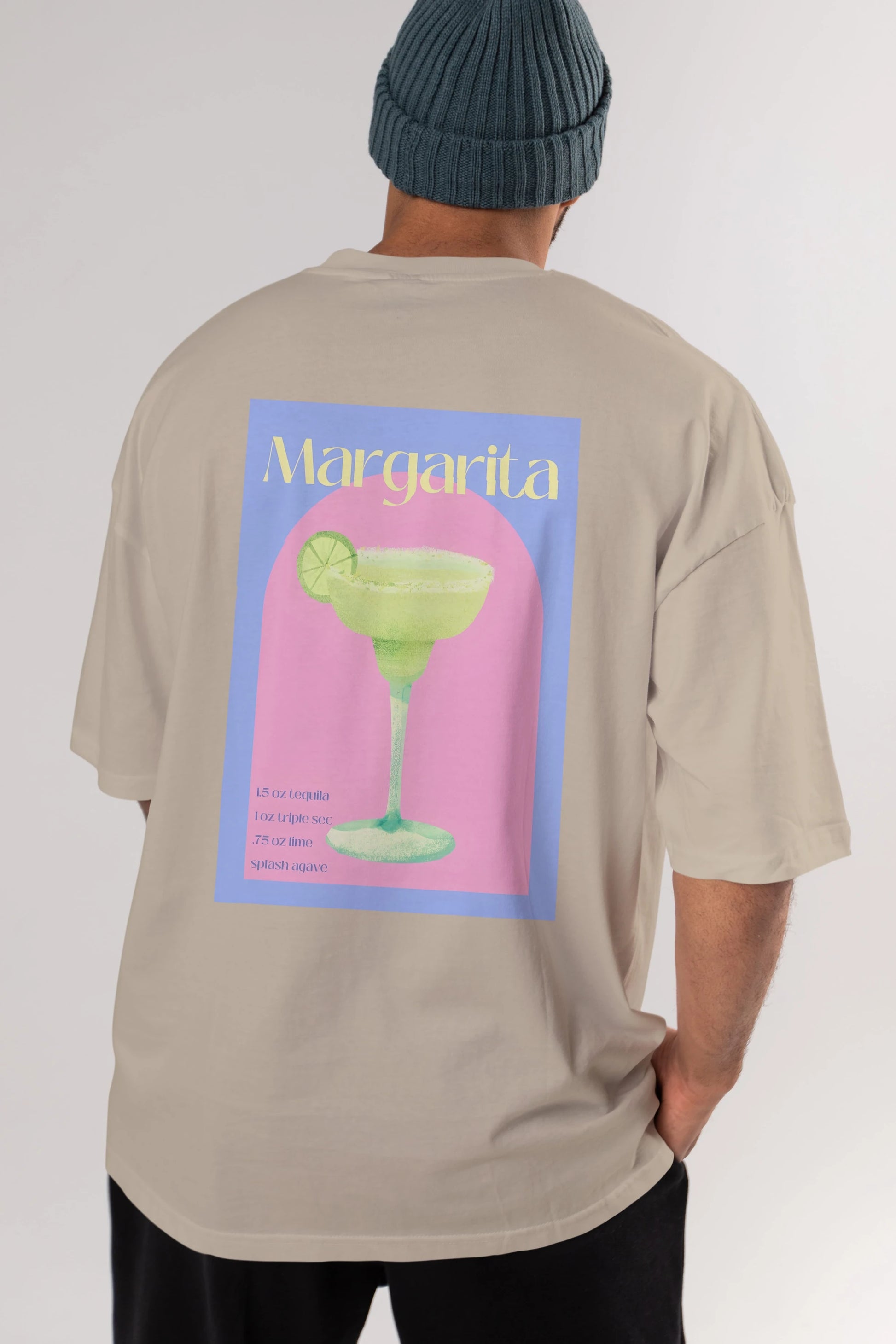 Margarita 6 Arka Baskılı Oversize t-shirt Erkek Kadın Unisex %100 Pamuk Bisiklet Yaka tişort