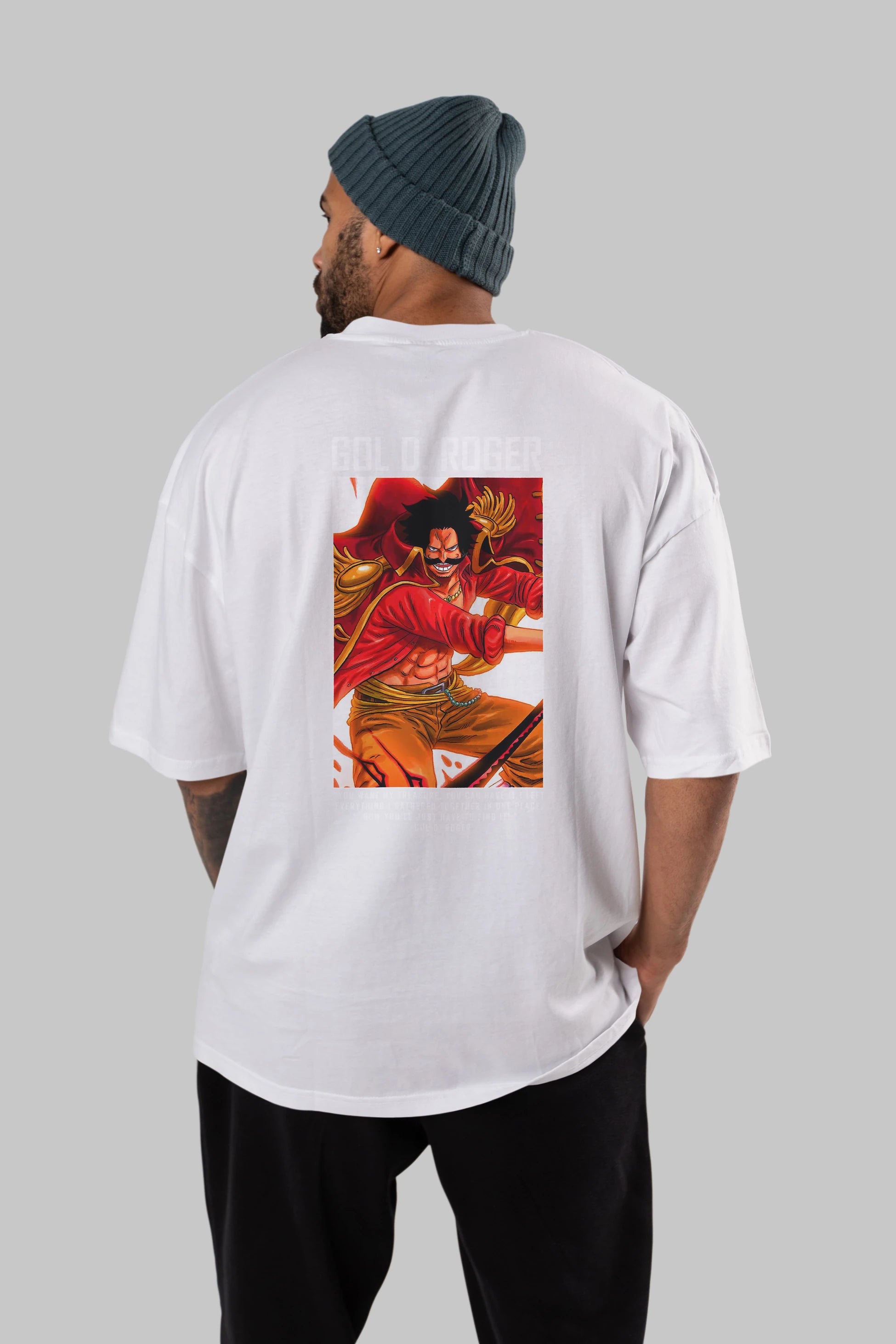 Gol D. Roger Anime Arka Baskılı Oversize t-shirt Erkek Kadın Unisex %100 pamuk tişort