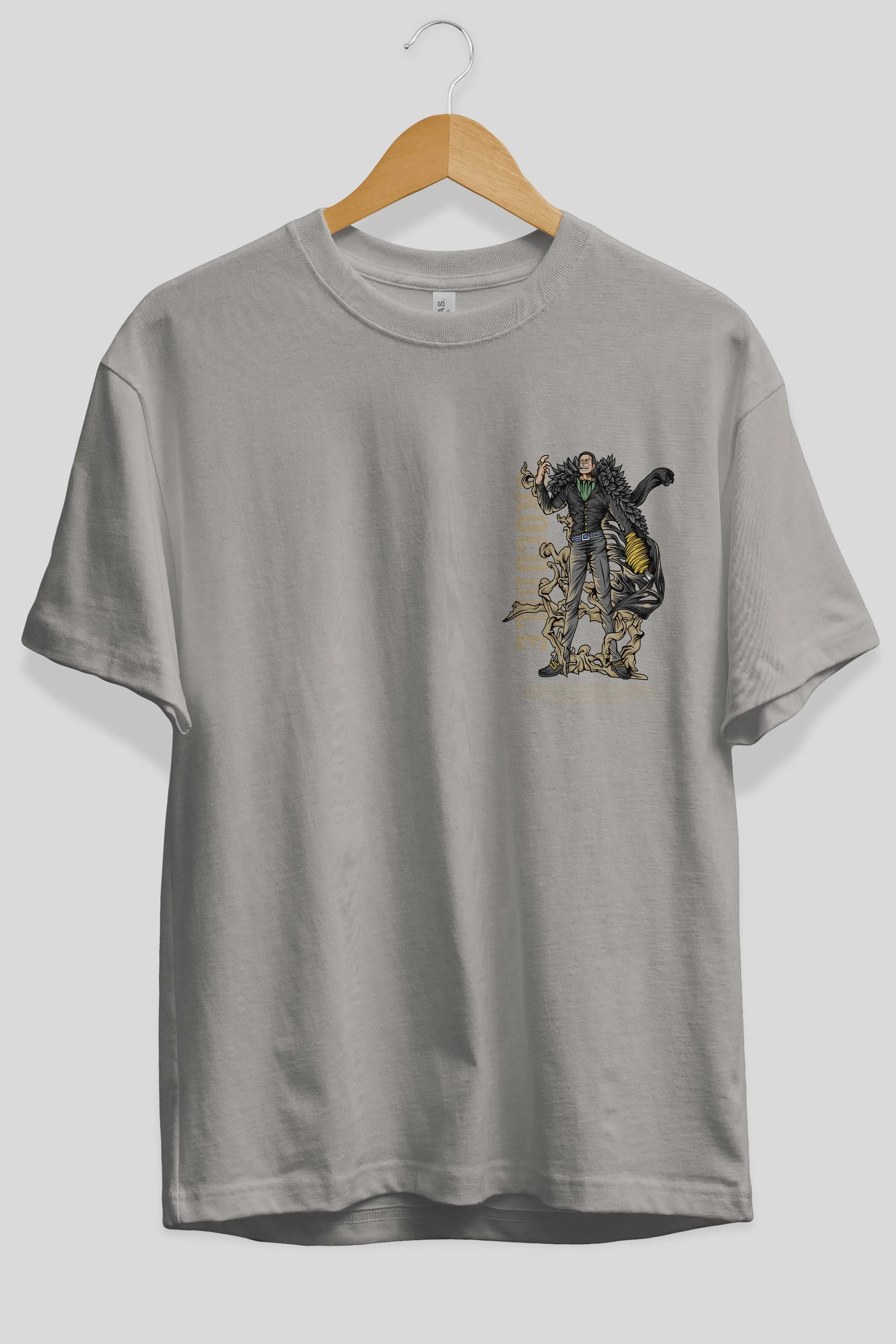 Crocodile Ön Sol Baskılı Oversize t-shirt Erkek Kadın Unisex %100 Pamuk Bisiklet Yaka tişort