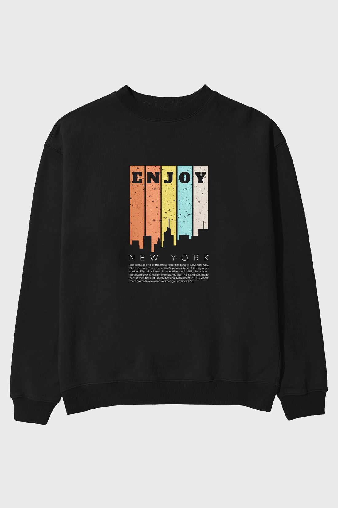 Enjoy New York Yazılı Ön Baskılı Oversize Sweatshirt Erkek Kadın Unisex