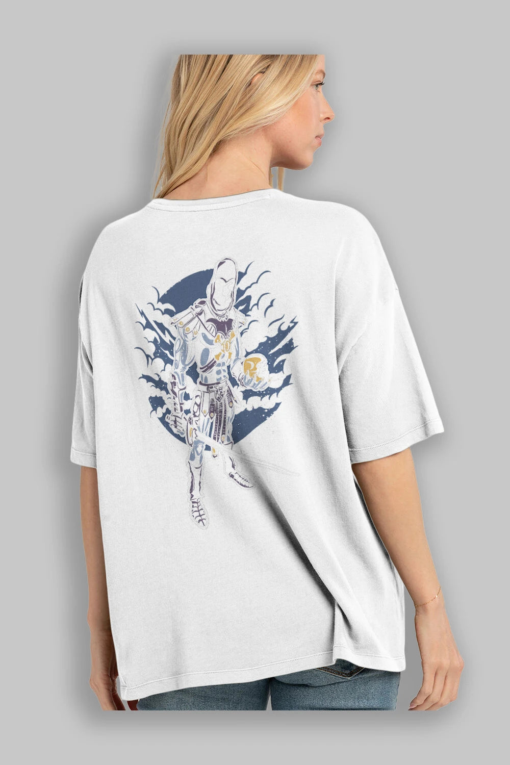 Skeleton King Arka Baskılı Oversize t-shirt Erkek Kadın Unisex %100 Pamuk