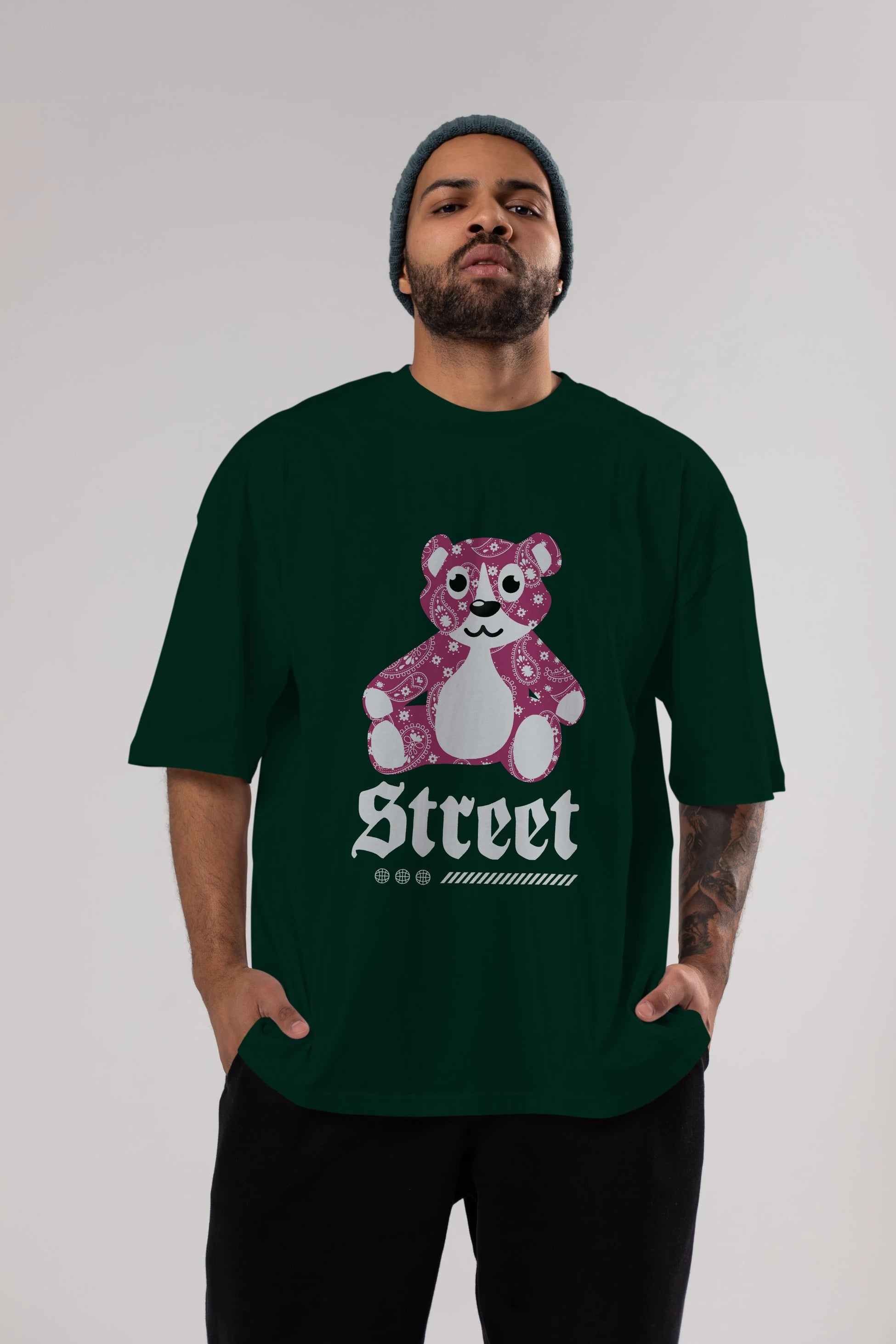 Street Bear Ön Baskılı Oversize t-shirt Erkek Kadın Unisex